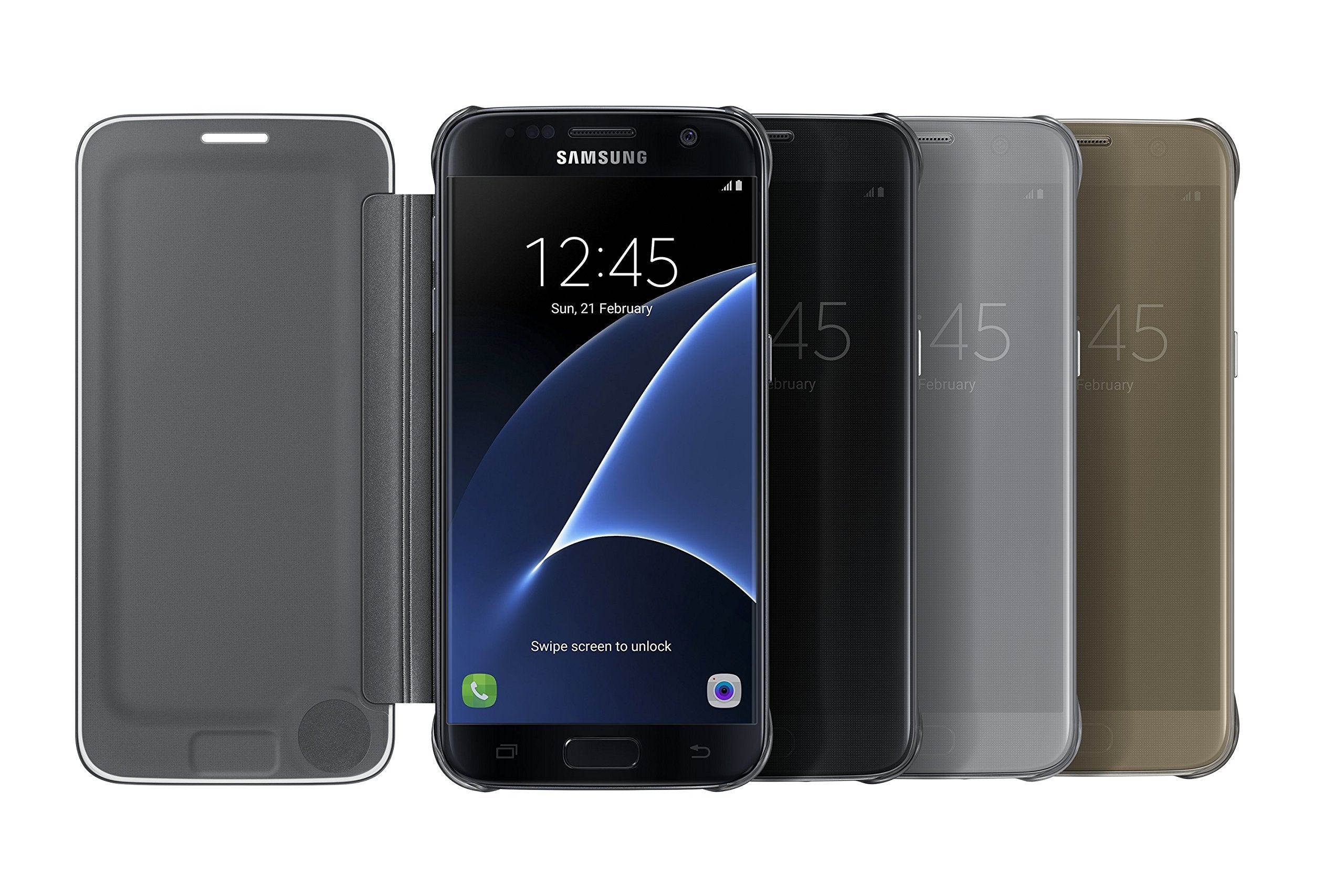 Samsung Galaxy S7 Case S-View Clear Flip Cover - Black (Not For S7 Edge)