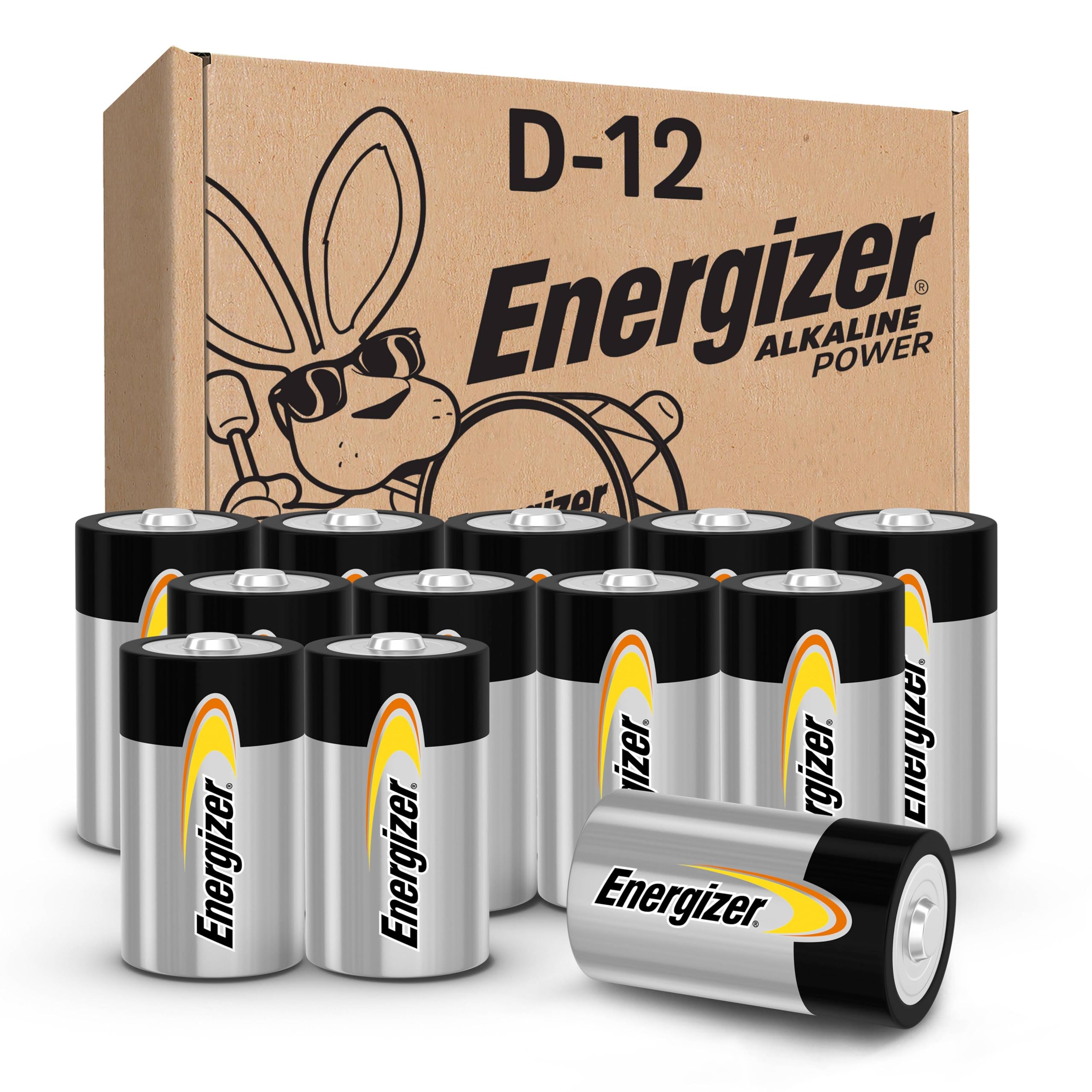 Energizer Alkaline Power D Batteries 12 Count (Pack Of 1), Long Lasting Alkaline Size D Batteries