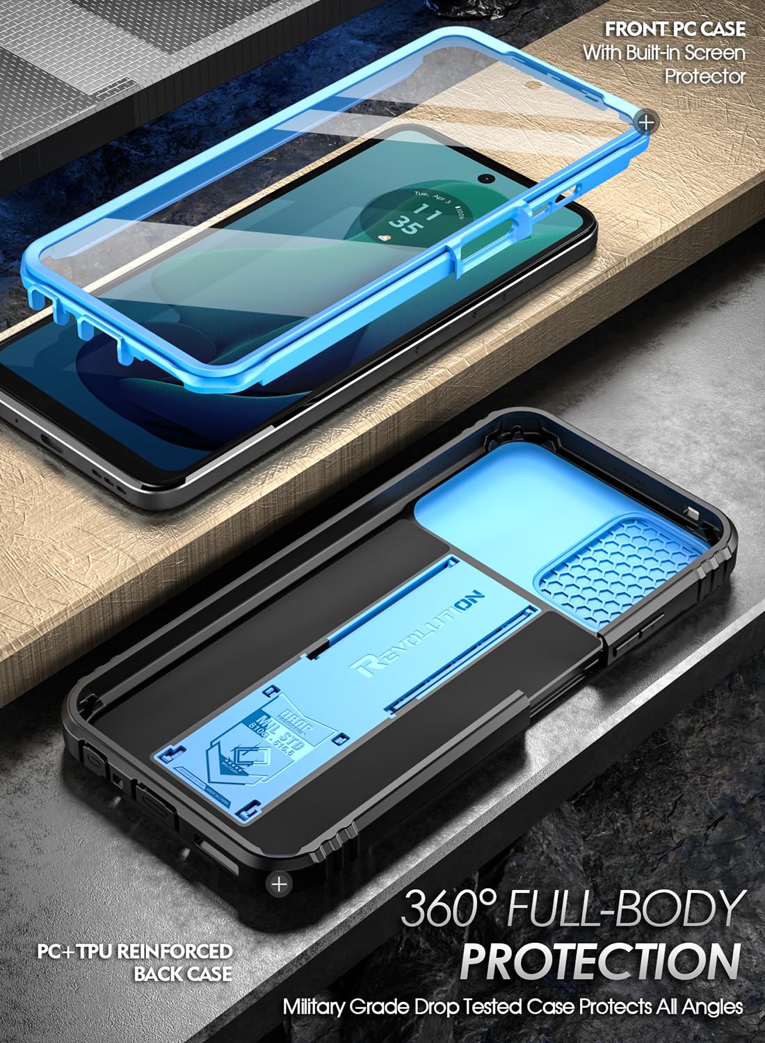 Poetic Revolution Case For Motorola Moto G 5G 2024, [Slide Camera Cover],Full Body Military Grade Rugged Shockproof Cover With K