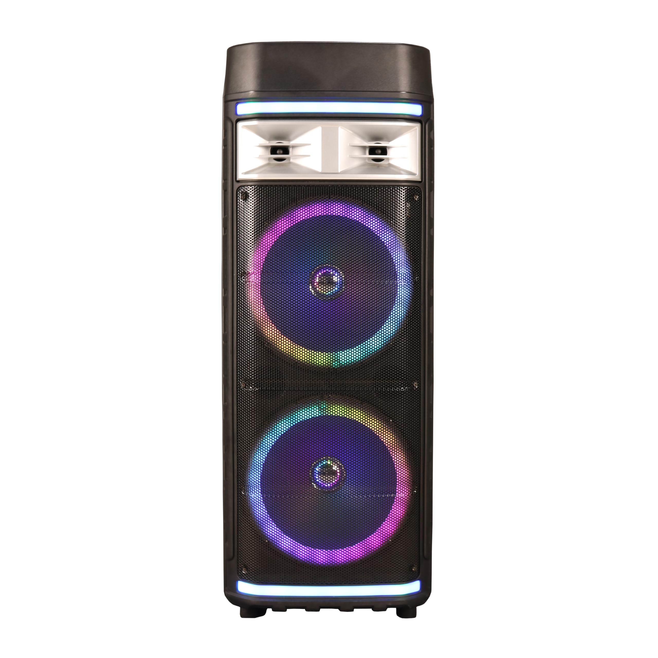Iq Sound Iq 6612Djbt 2 X12 Inch Portable Dj Speaker, Twd, 600 Watts, Led Light Show, Usb/Micro Sd & Aux Inputs, Fm Radio, Mic In
