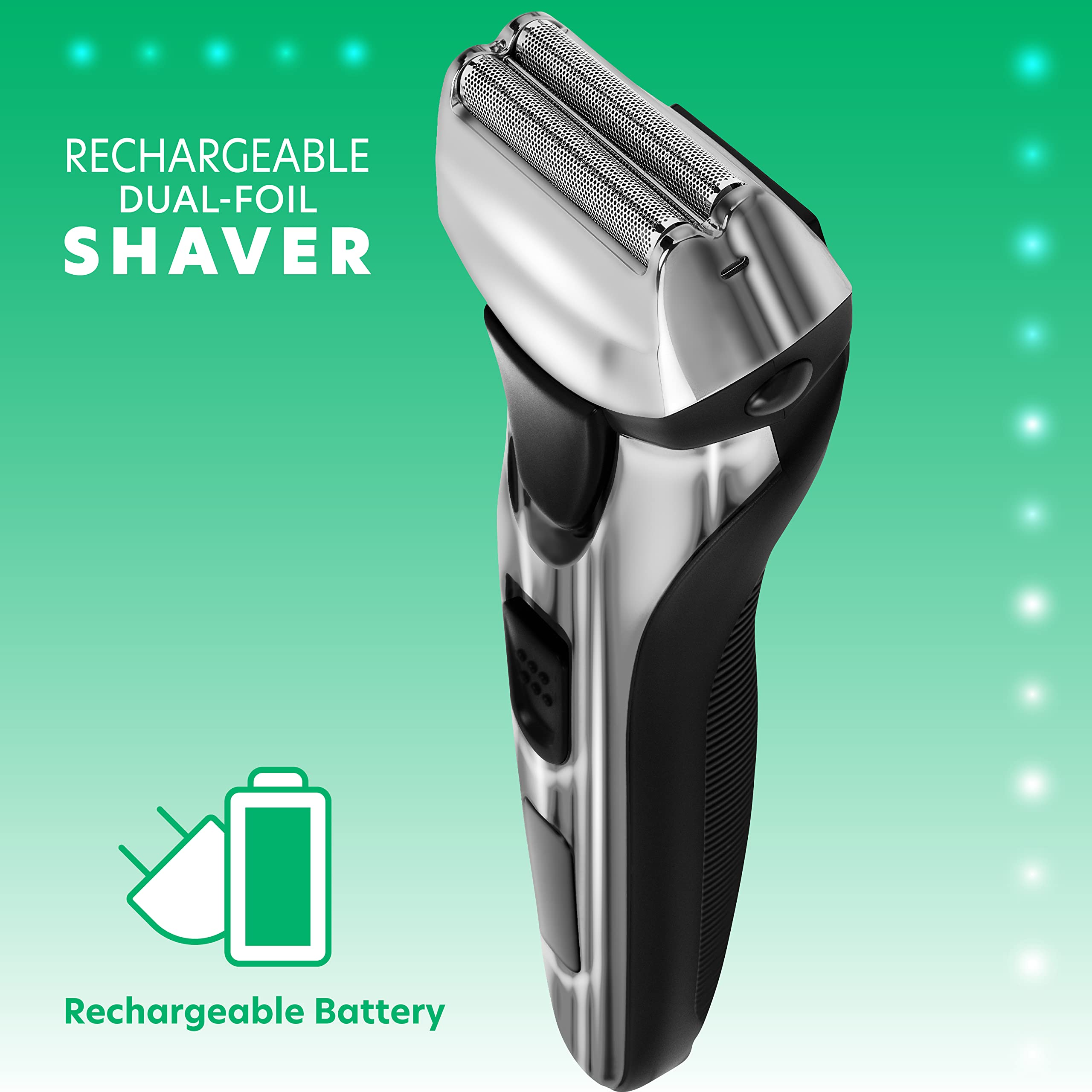 Groom Essentials Rechargeable Dual Foil Electric Shavers For Men | Pop Up Neck And Beard Trimmer For Men | Electric Razor For Me