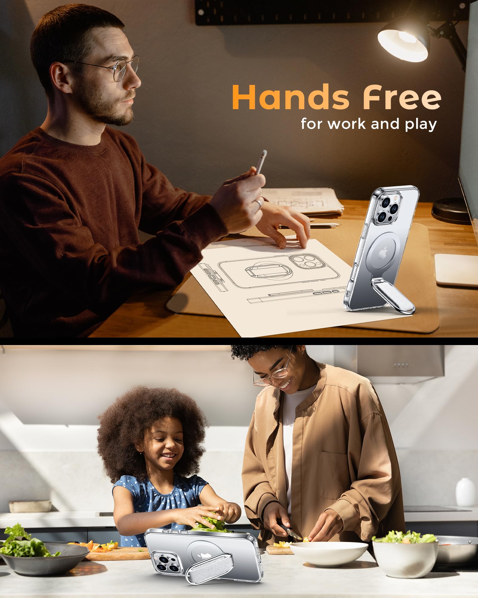 Shields Up For Iphone 16 Pro Case With Stand, 16 Pro Phone Case Clear With Ring Holder & Phone Grip [Compatible With Magsafe] Sh