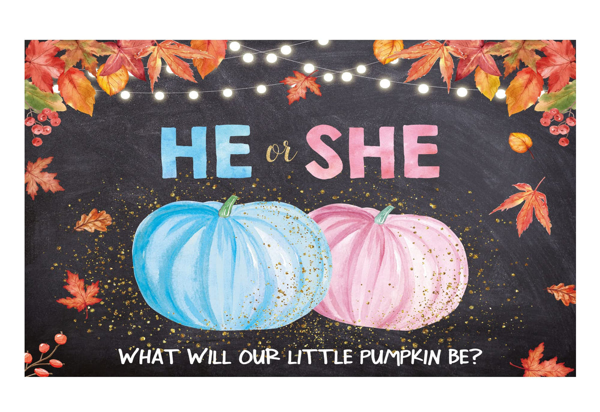 Funnytree Little Pumpkin Gender Reveal Backdrop Fall He Or She Pink Or Blue Boy Or Girl Baby Shower Party Banner Decor Autumn Ma