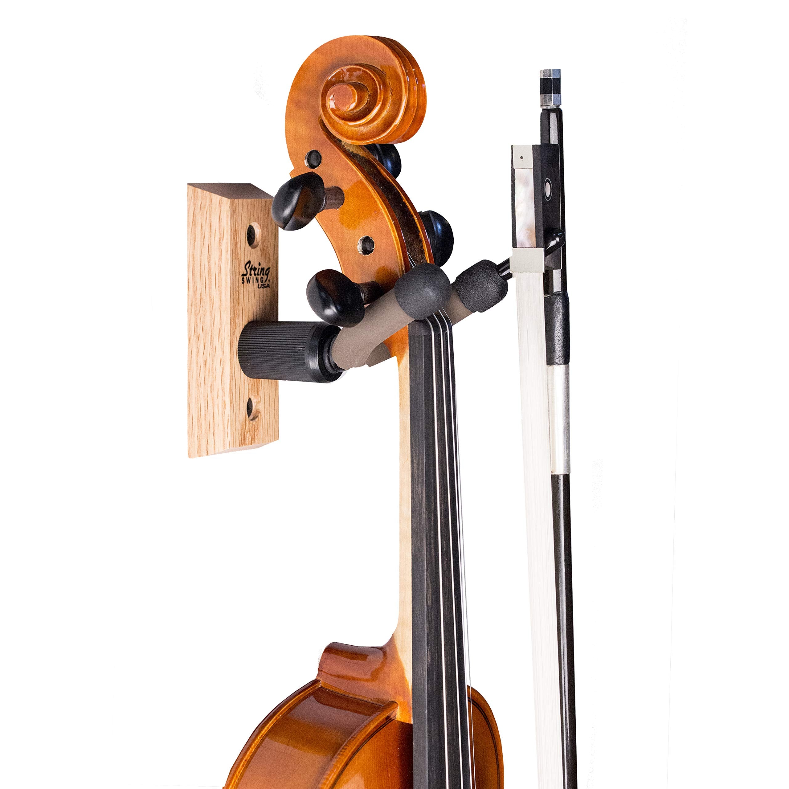 String Swing Violin Hanger Wooden Wall Mount For Home & Studio Cc01V O Hardwood Oak (4 Pack)