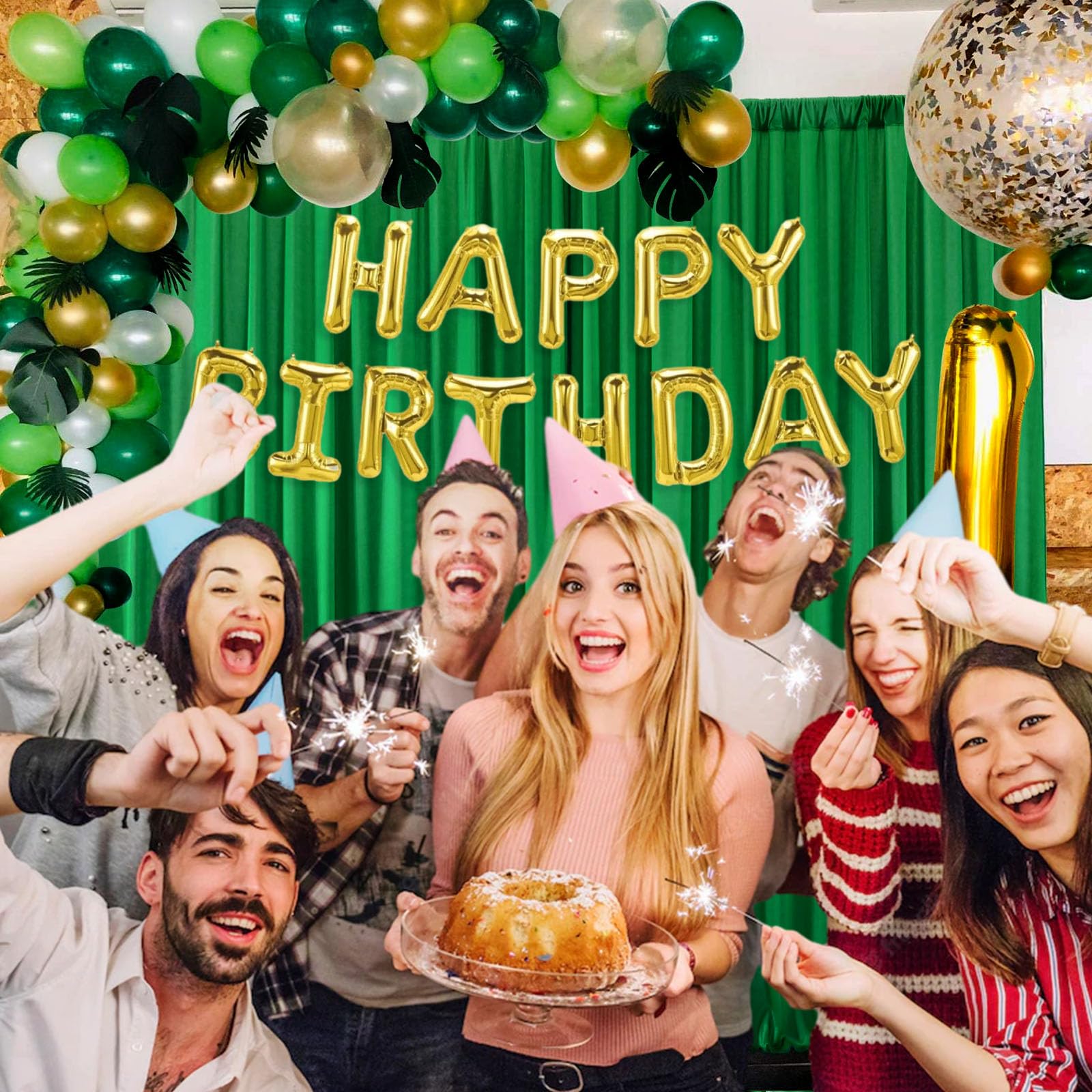 10 X 10 Feet Grass Green Backdrop Curtain For Partie, Background Curtains For Photoshoot, Birthday, Wedding, Halloween, Thanksgi