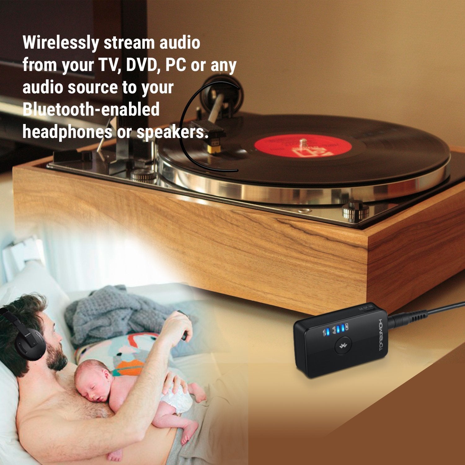 Homespot Bluetooth Transmitter For Tv Headphone Low Latency Wireless 3.5Mm Audio Adapter Ipad Tv To Bluetooth Speaker Or Headpho