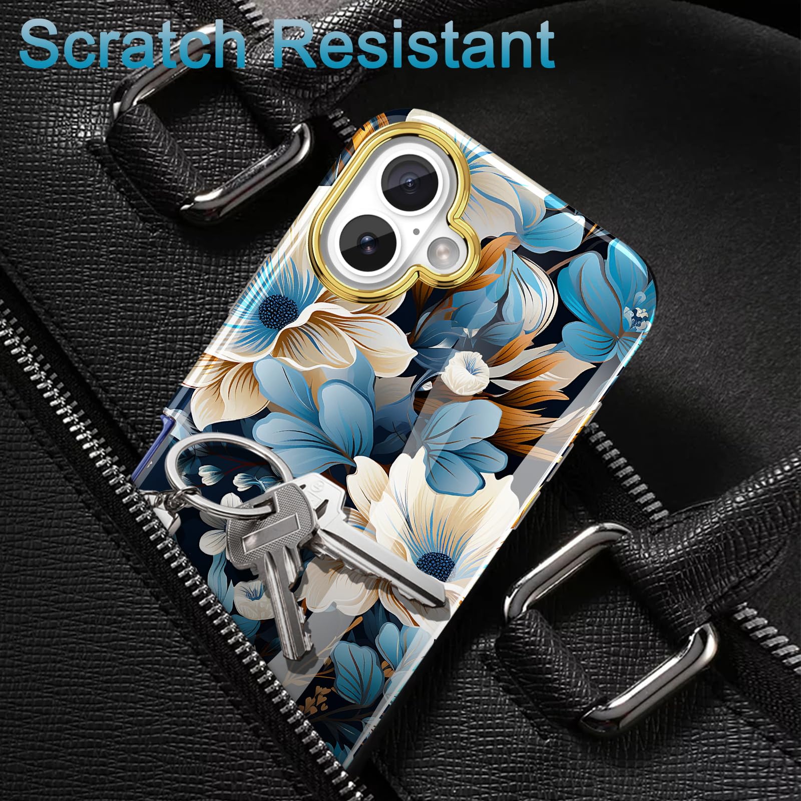 Turquiase Cute Flower Case For Iphone 16 Plus 6.7 Inch Built With Screen Protector, Lightweight And Stylish Full Body Shockproof