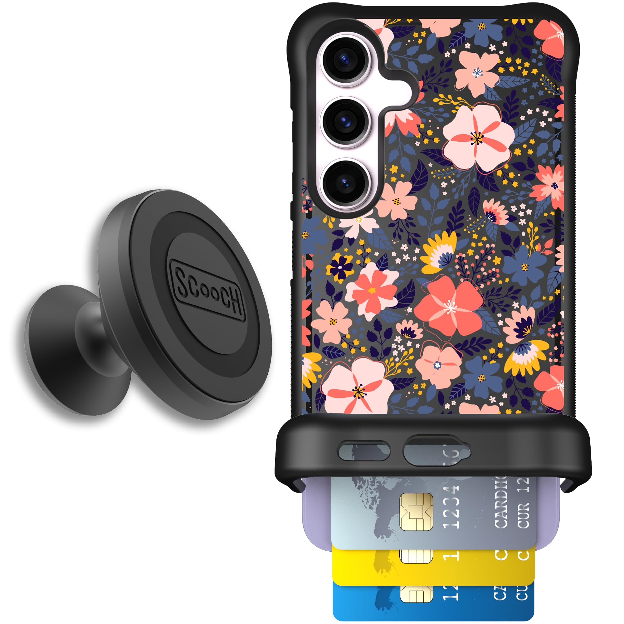 Scooch for Galaxy S24 Case with Card Holder, Wingmate Wallet Case with Hidden Card Slot and RFID Protection for 4 Cards, Starter