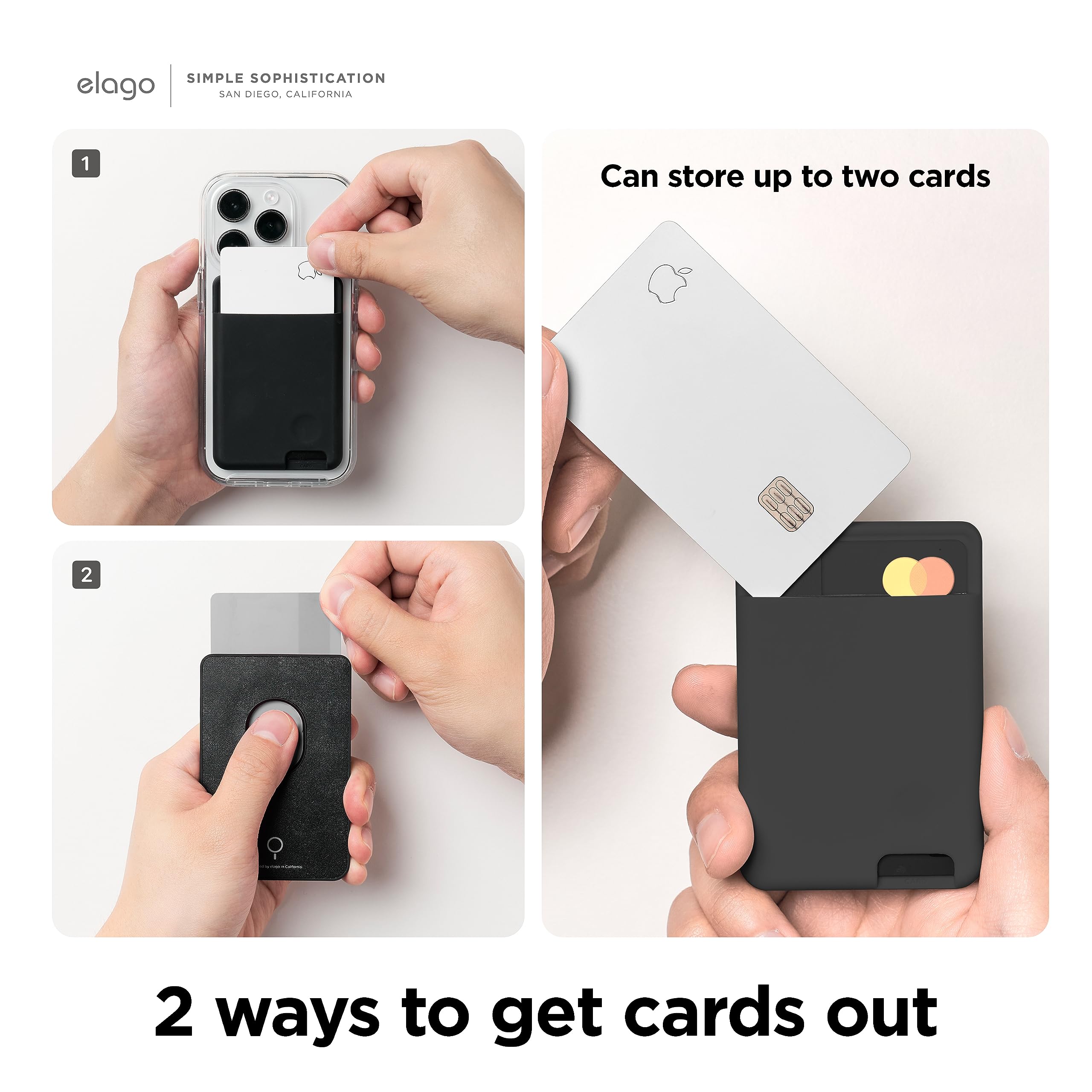 Elago Magnetic Wallet Card Holder 2-Cards Compatible With Magsafe For Iphone 16/15/14/13/12 Series - Secure Phone Wallet, Long L