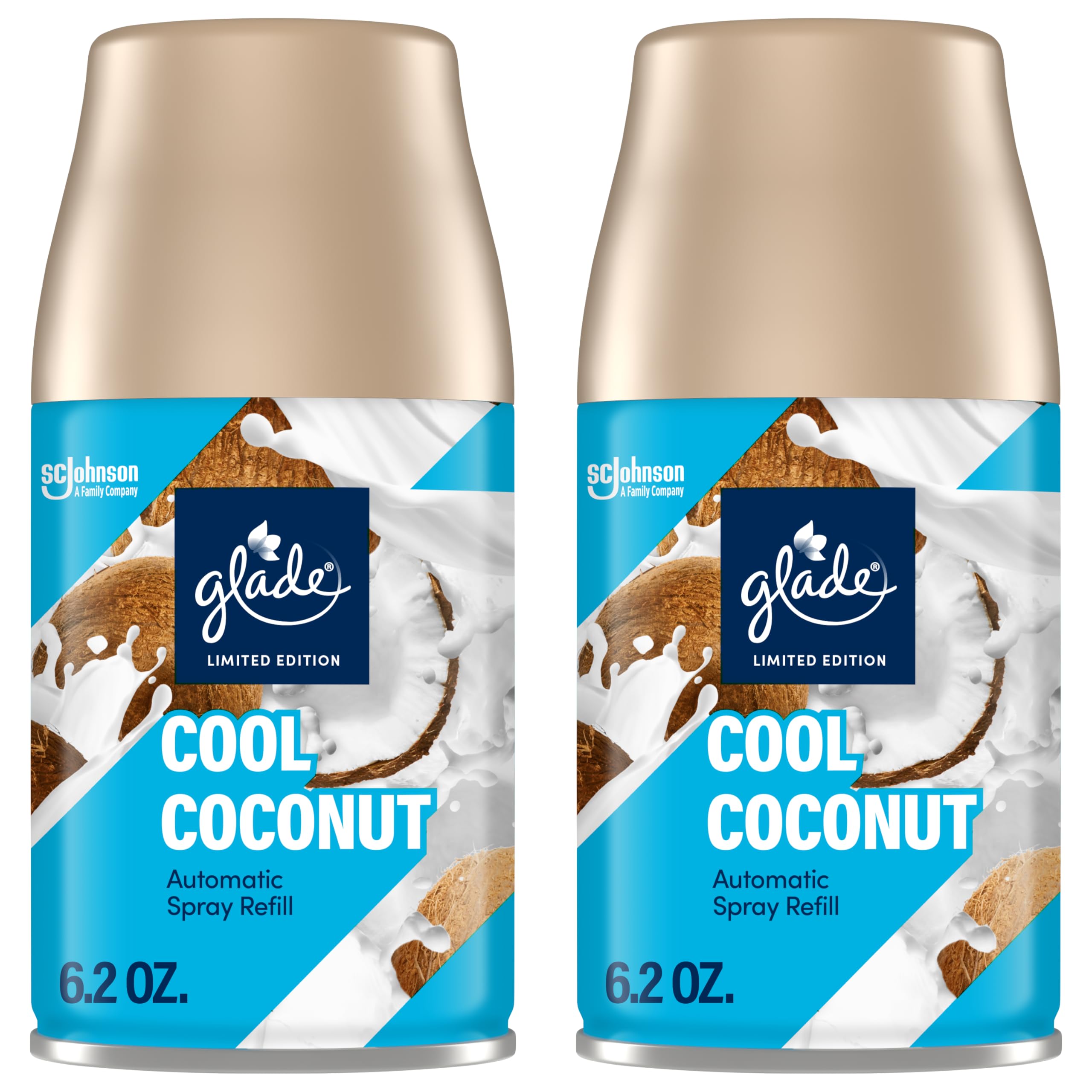 Glade Automatic Spray Air Freshener, Cool Coconut Limited Edition, 12.4 Oz Total, 2 Refills