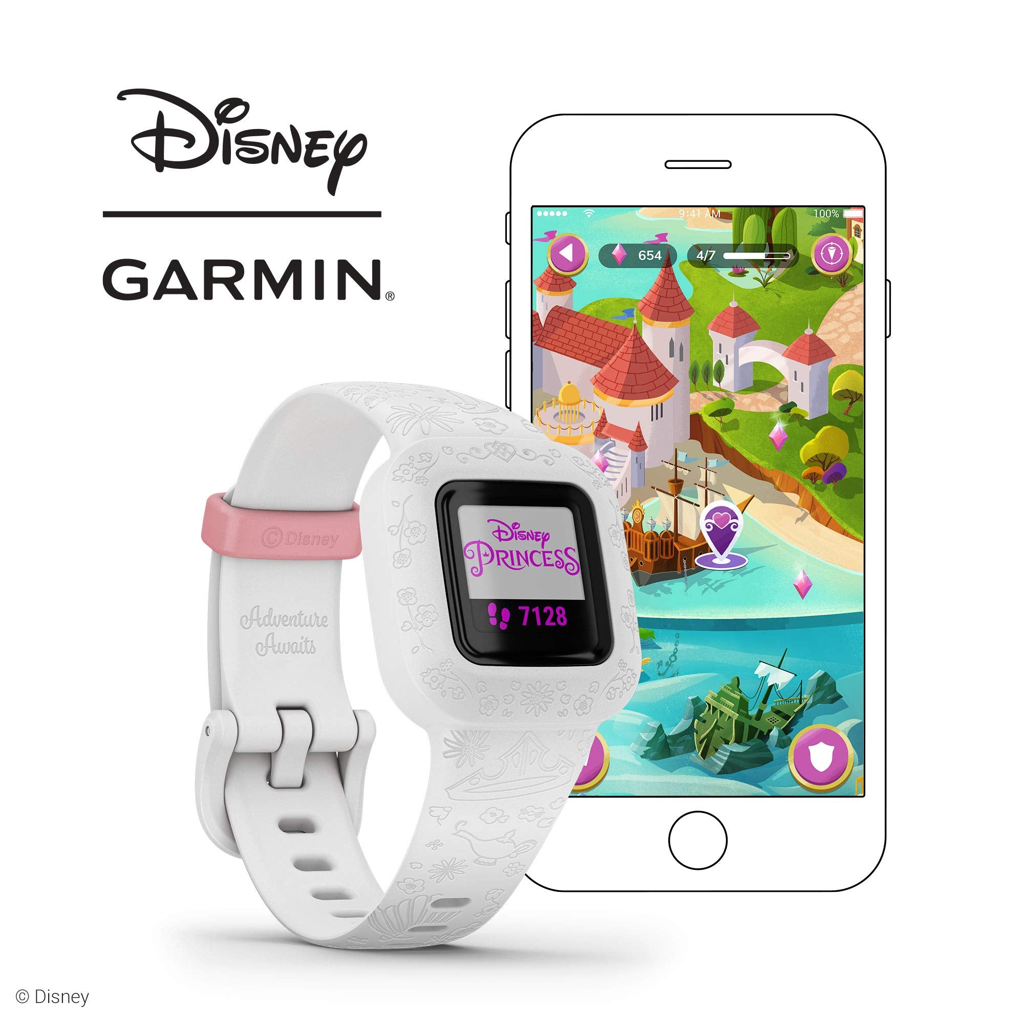 Garmin Vivofit Jr. 3, Fitness Tracker For Kids, Swim-Friendly, Up To 1-Year Battery Life, Disney Princess, Adjustable Watch