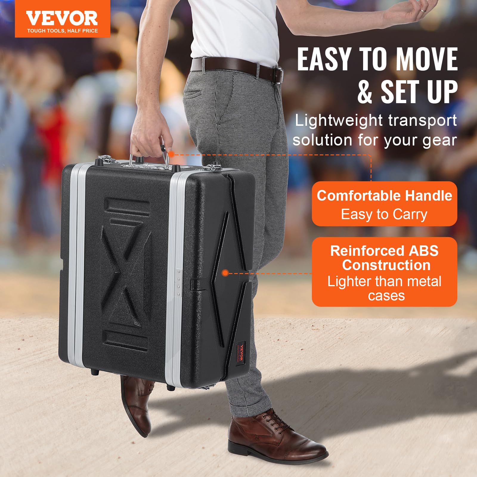 Vevor 4U Rack Case, Standard 14 In Depth, Server Rack Cabinet With Abs Construction Handle Heavy-Duty Twist Butterfly Latches, D