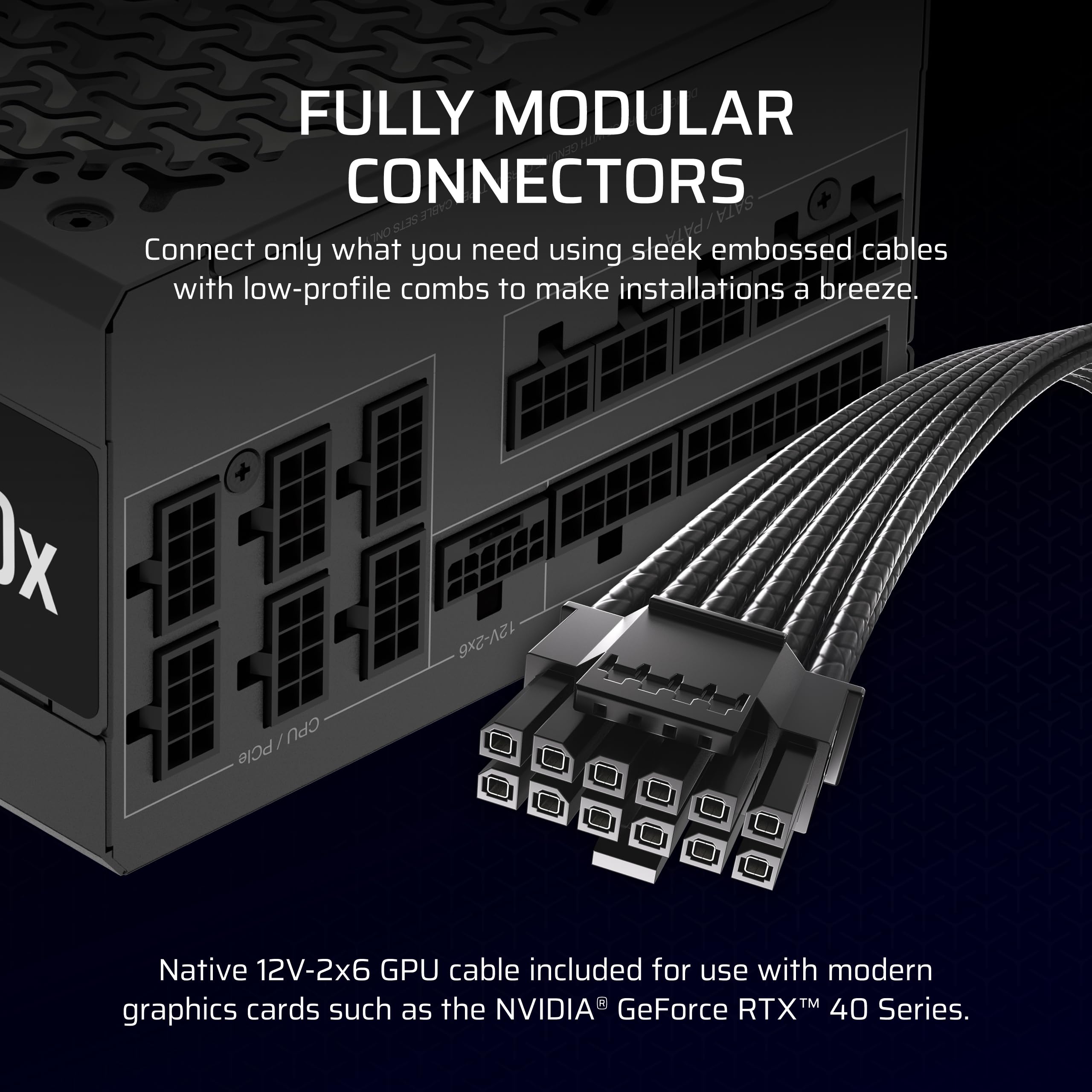Corsair Rm1000X Fully Modular Low-Noise Atx Power Supply - Atx 3.1 Compliant - Pcie 5.1 Support - Cybenetics Gold Efficiency - N