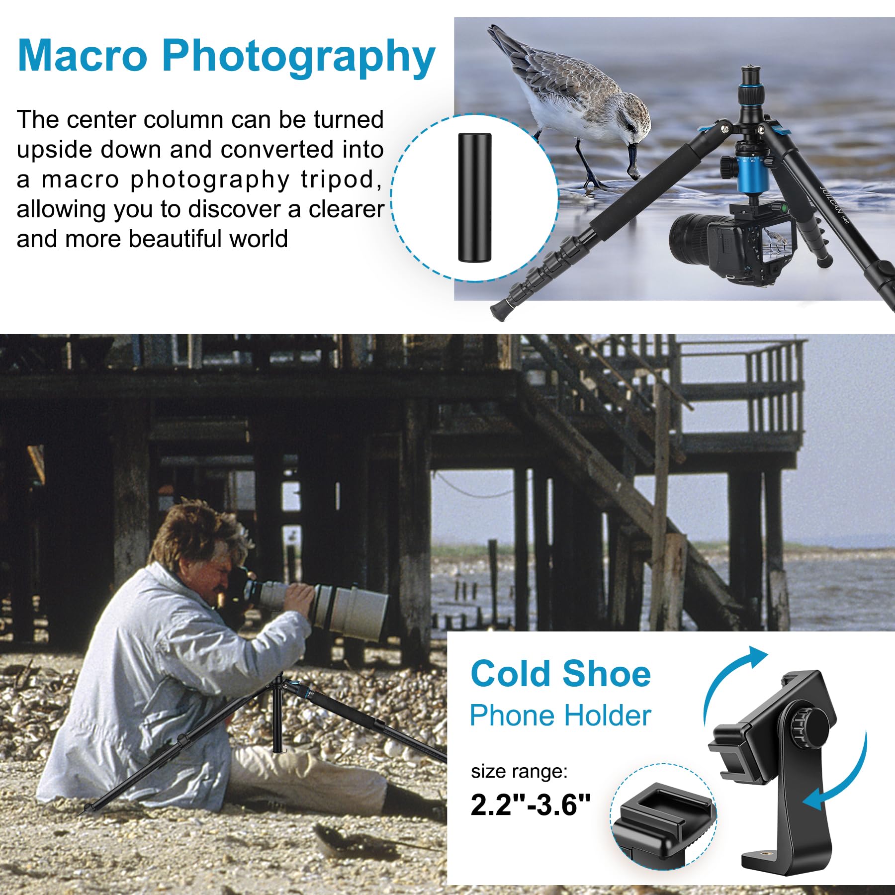 Tripod For Camera, 81'' Camera Tripod Stand, 83 Inches Dslr Tripods & Monopods, Heavy Duty Travel Tripod For Binoculars Laser Le