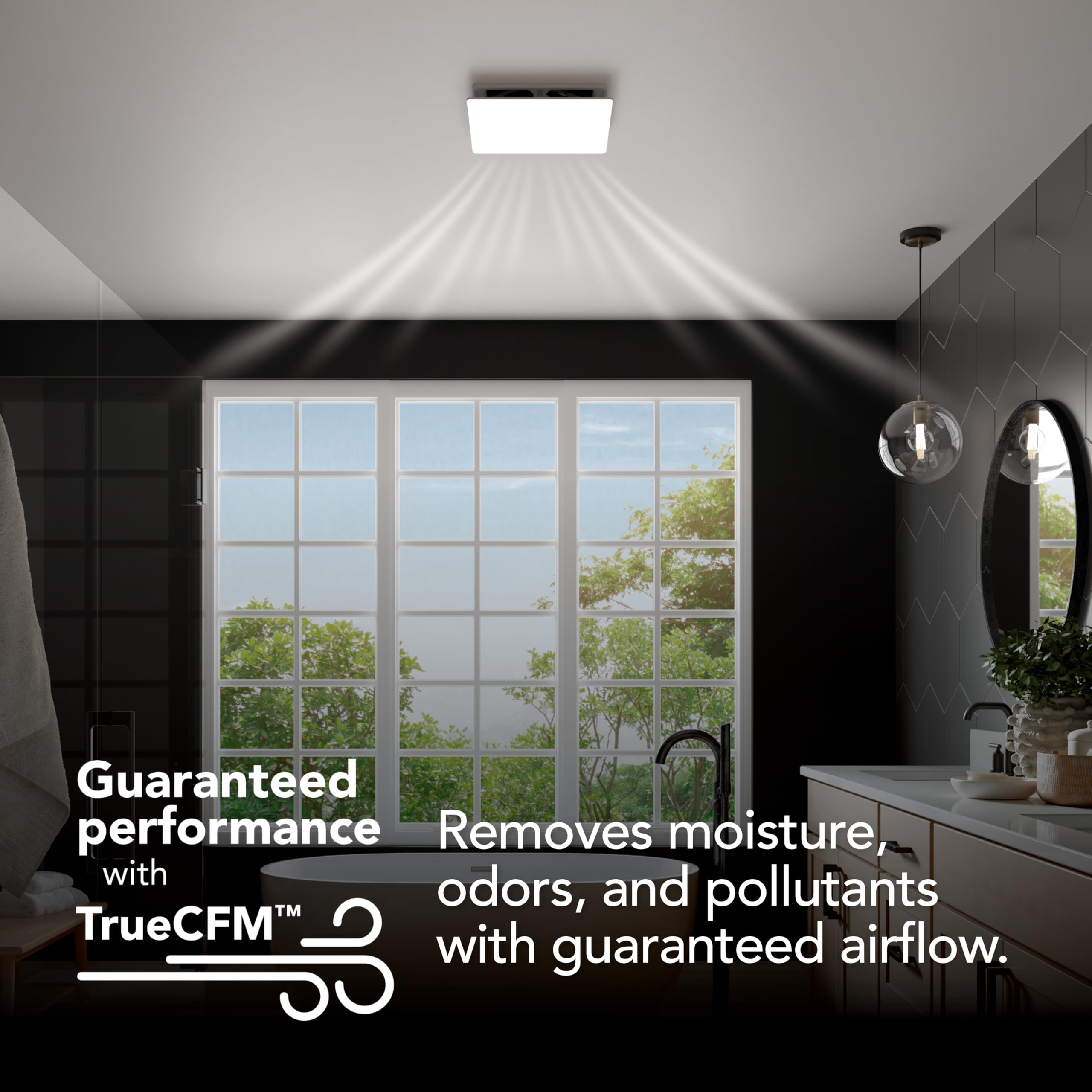 Broan Nutone Evolve Premium Bathroom Exhaust Fan W/Continuous Run, 50 80 110 Selectable Cfm