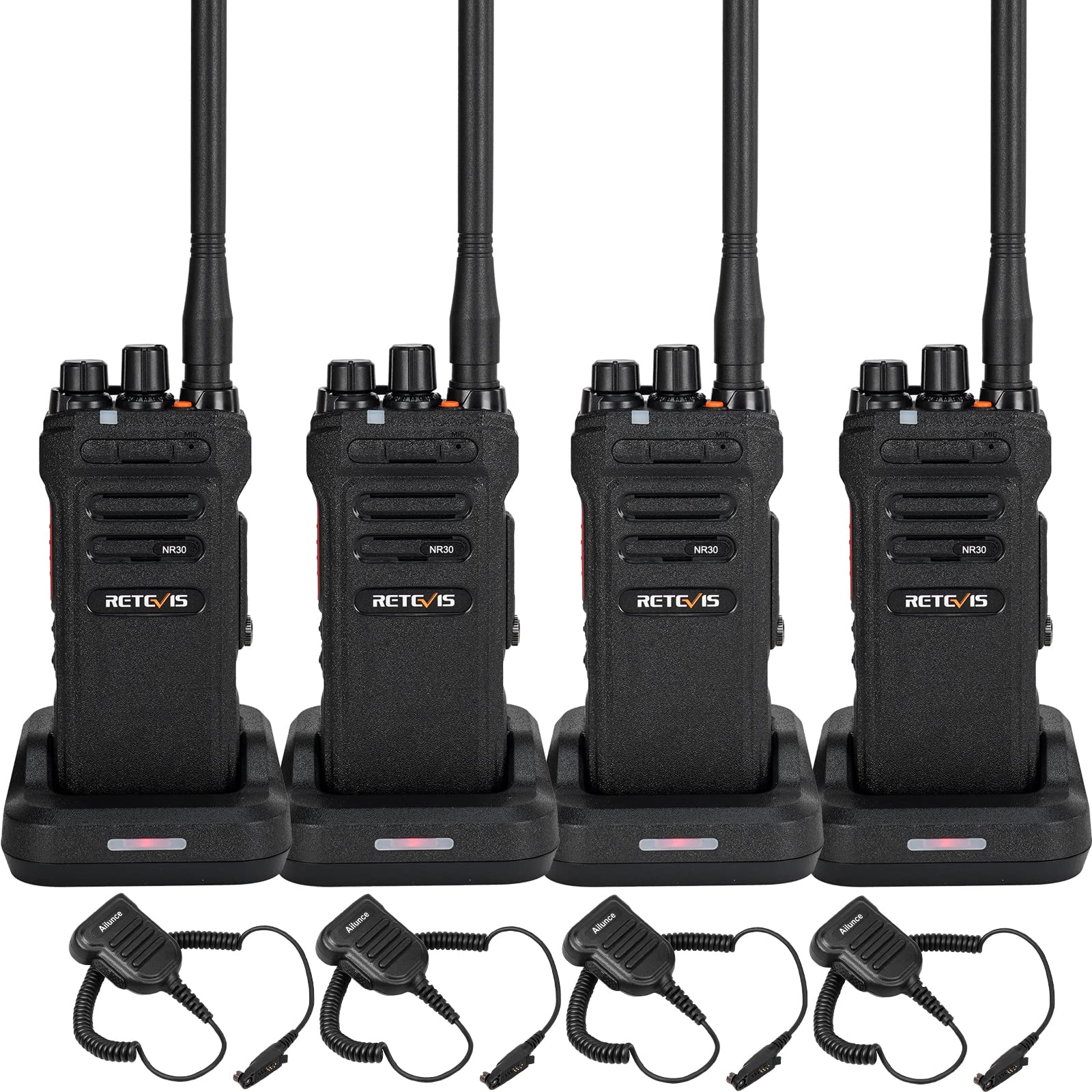 Retevis Nr30 2 Way Radio Long Range, Waterproof Walkie Talkies With Mic, High Power Two Way Radios, Noise Cancelling, Group Call, For Manufacturing Contractor(4 Pack)