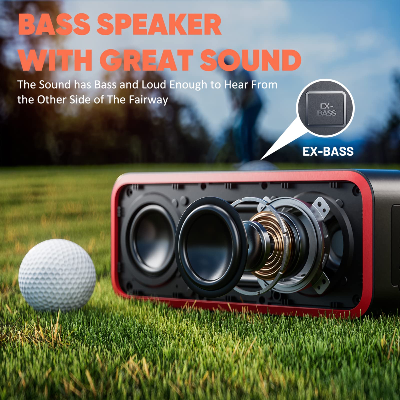 Chifenchy Portable Golf Speaker Bluetooth Wireless Magnetic With Bass Golf Cart Speaker Ipx7 Waterproof 30W Stereo Sound 24H Pla