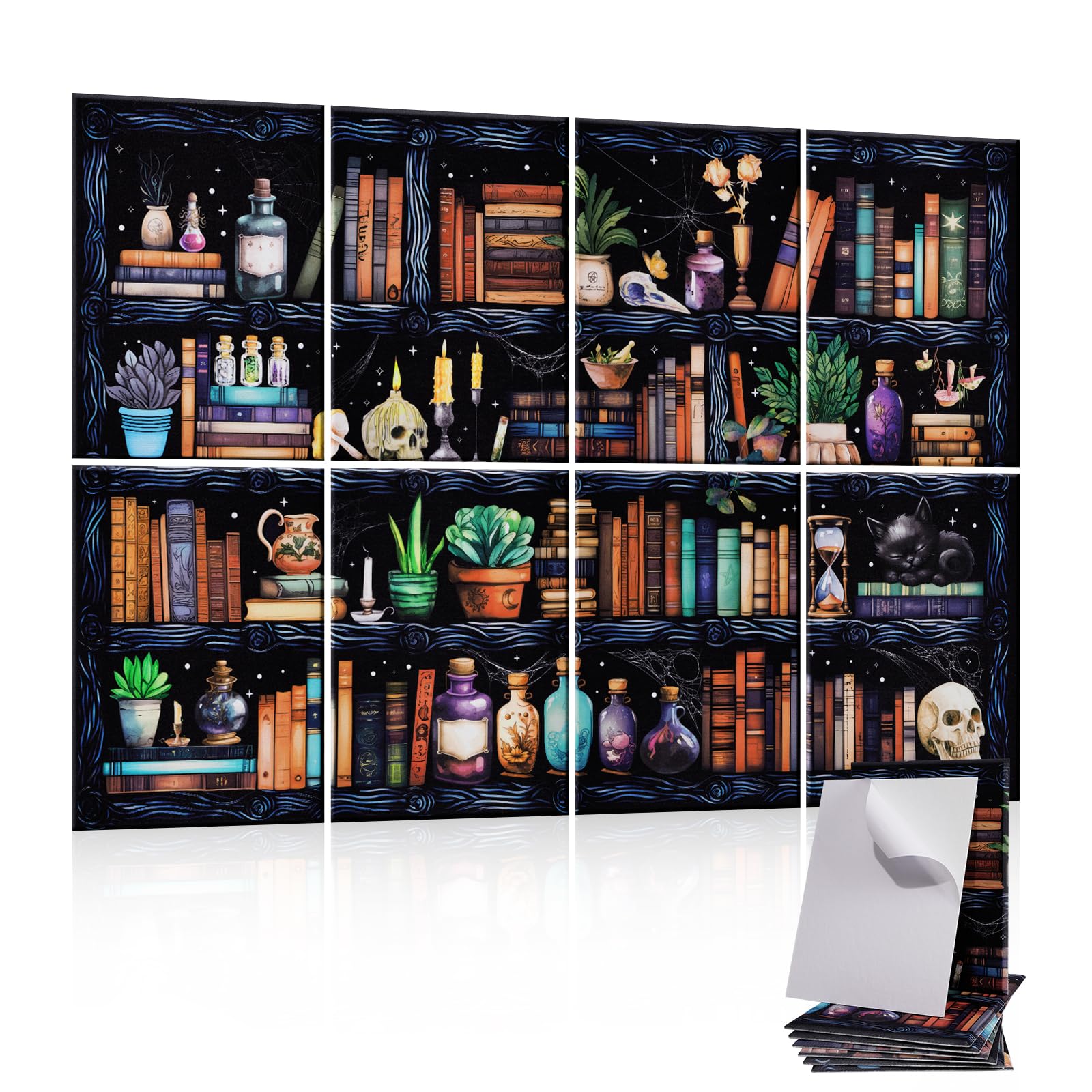 Tutmyrea 8 Pcs Art Acoustic Wall Panels, 48''X32'' High Density Sound Absorbing Panel, Self Adhesive Soundproof Wall Panels, Aco