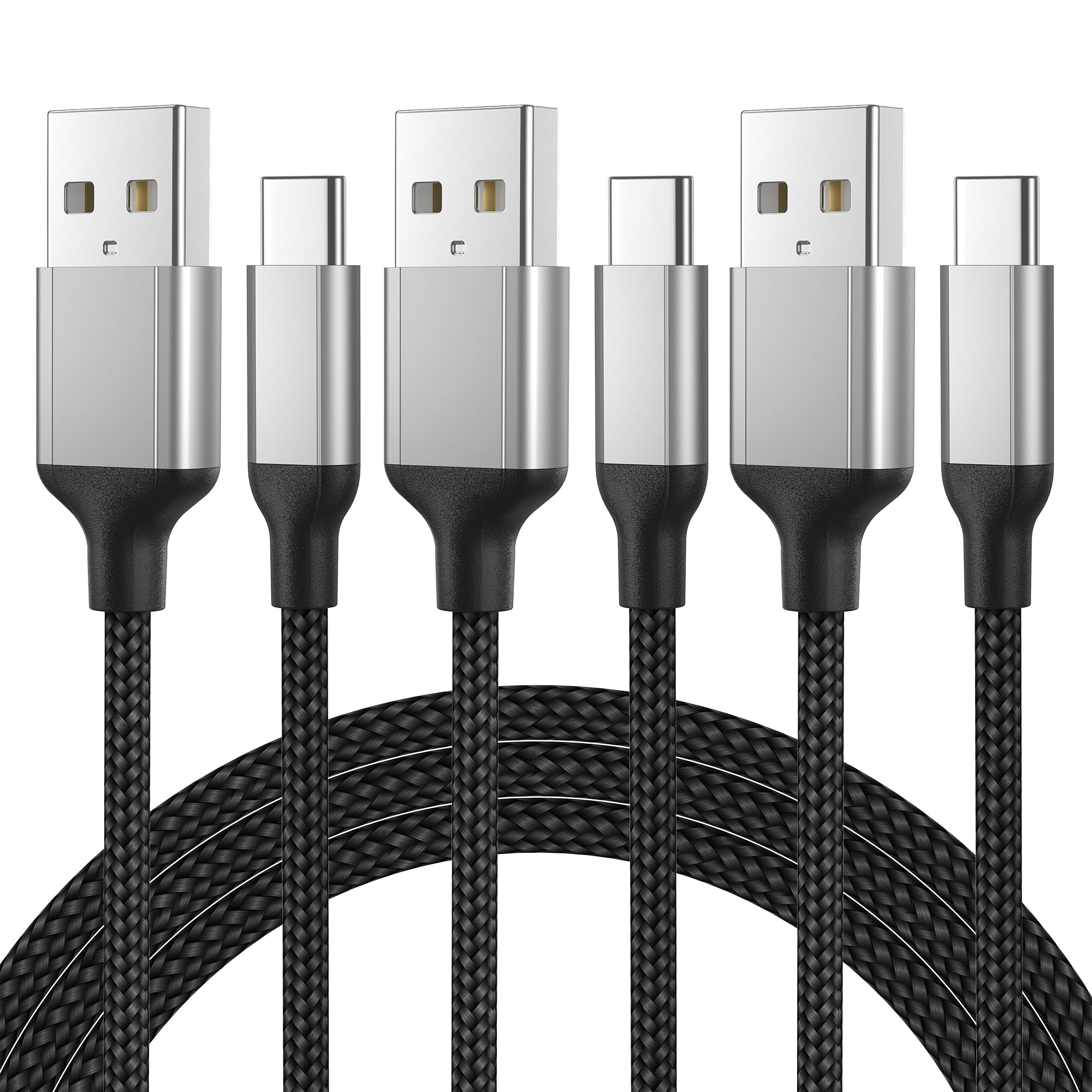 3Ft Usb To Usb C Cable 3A, 3Pack Usb Type C Iphone 15 Fast Charging Cable, 3 Foot Braided Usb A To Usb C Charger Cord For Iphone