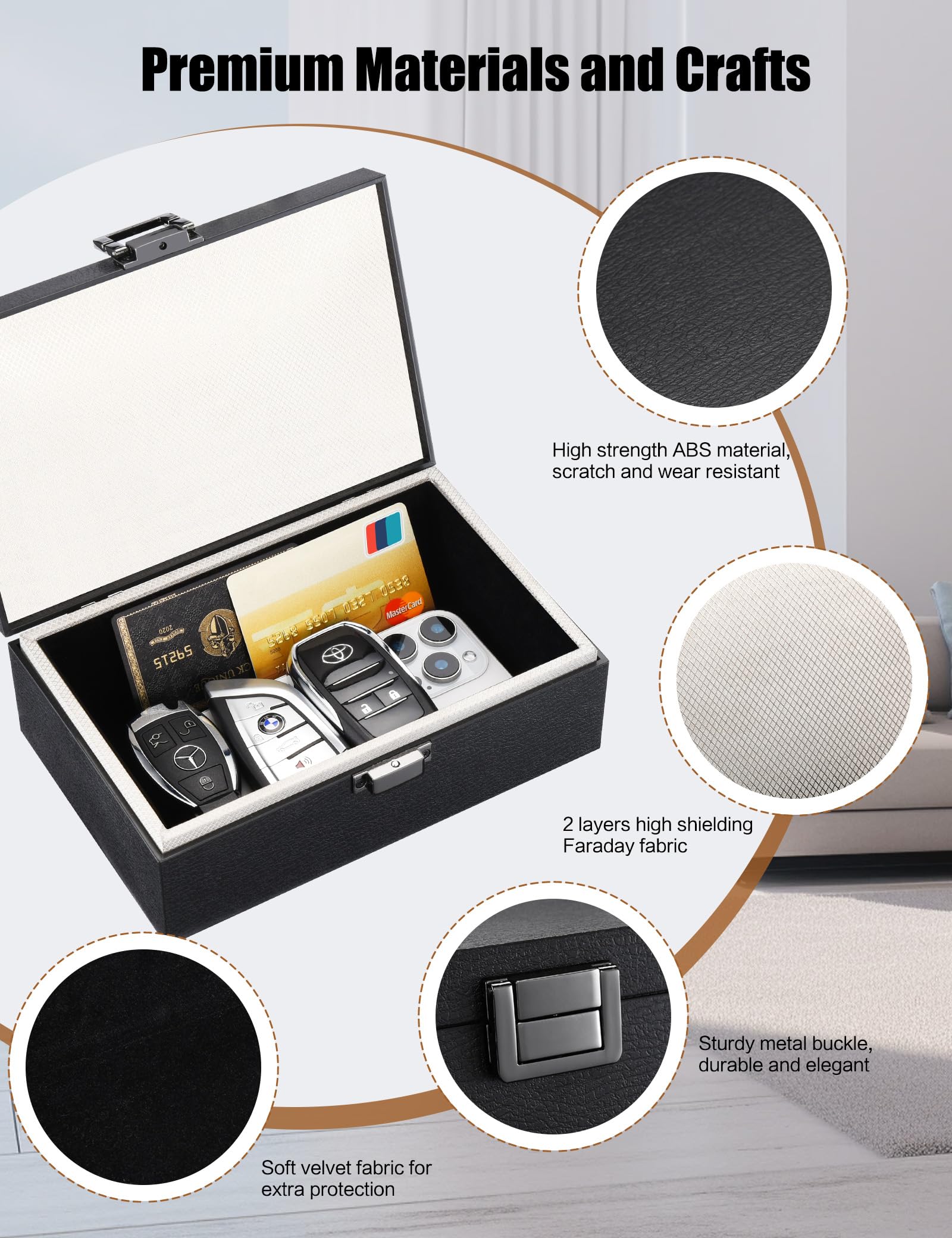 Whonor Faraday Box, Rfid Key Fob Protector, Anti Theft Signal Blocking Shielding Cage With Faraday Pouch 2 Pack