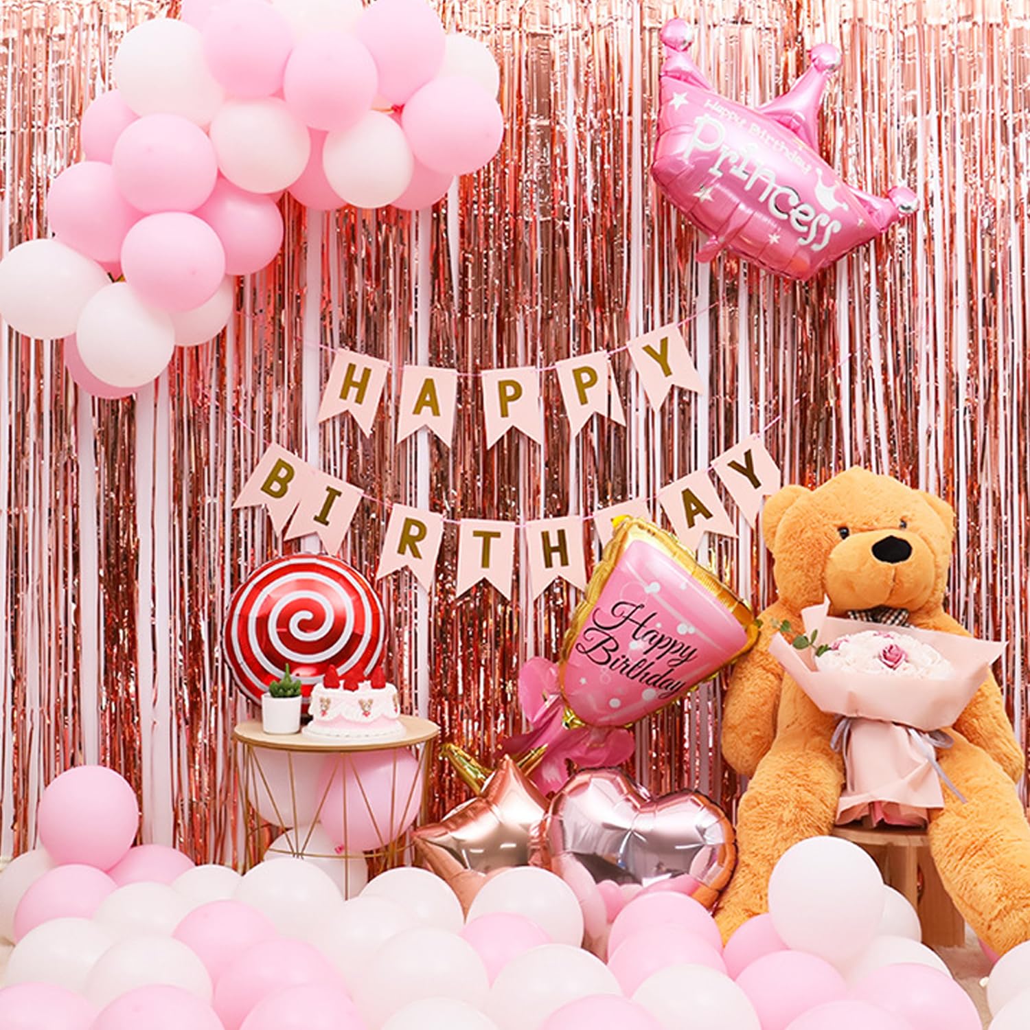 Qrabbit 4 Pack Purple Party Streamers, Shiny Foil Fringe Curtain Backdrop For Birthday Wedding Bachelorette Baby Shower Bridal S