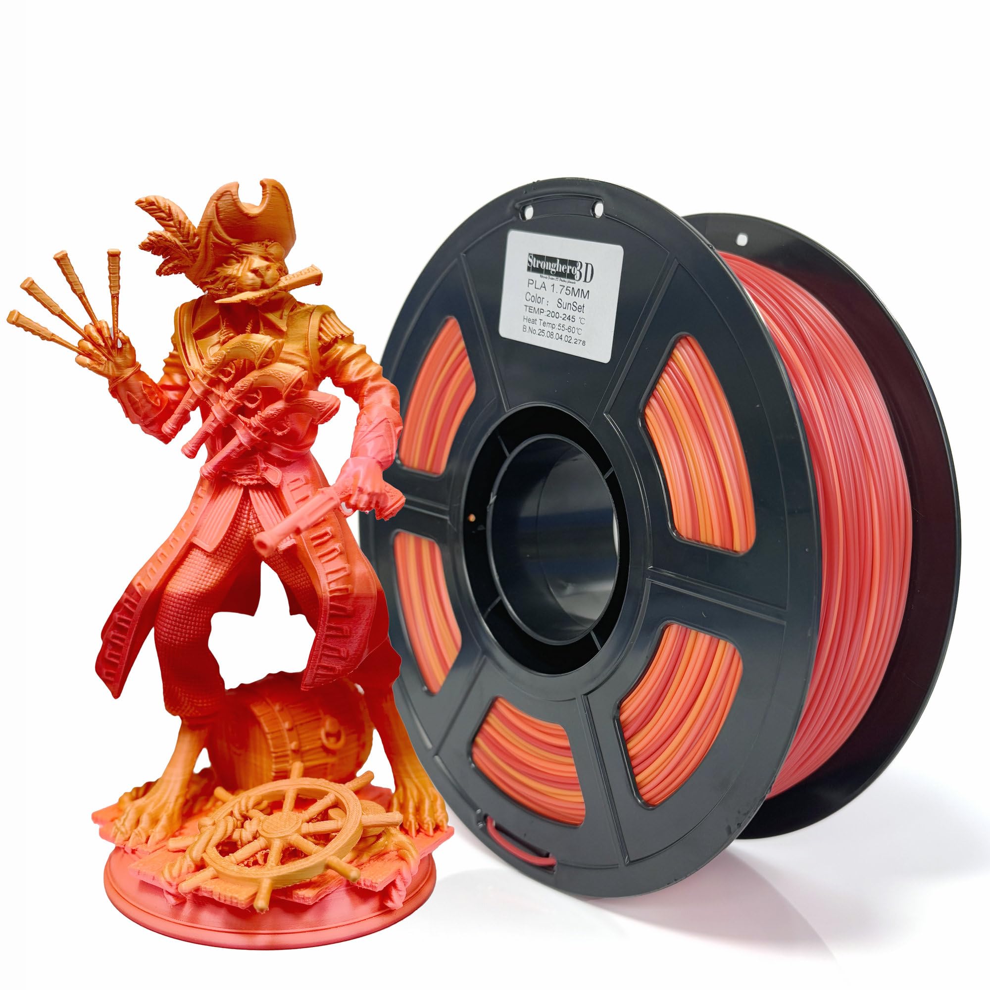 PLA 3D Printer Filament 1.75mm,Rainbow,Multi Color,red Orange Yellow Filament,Net Weight 1kg(2.2lbs)