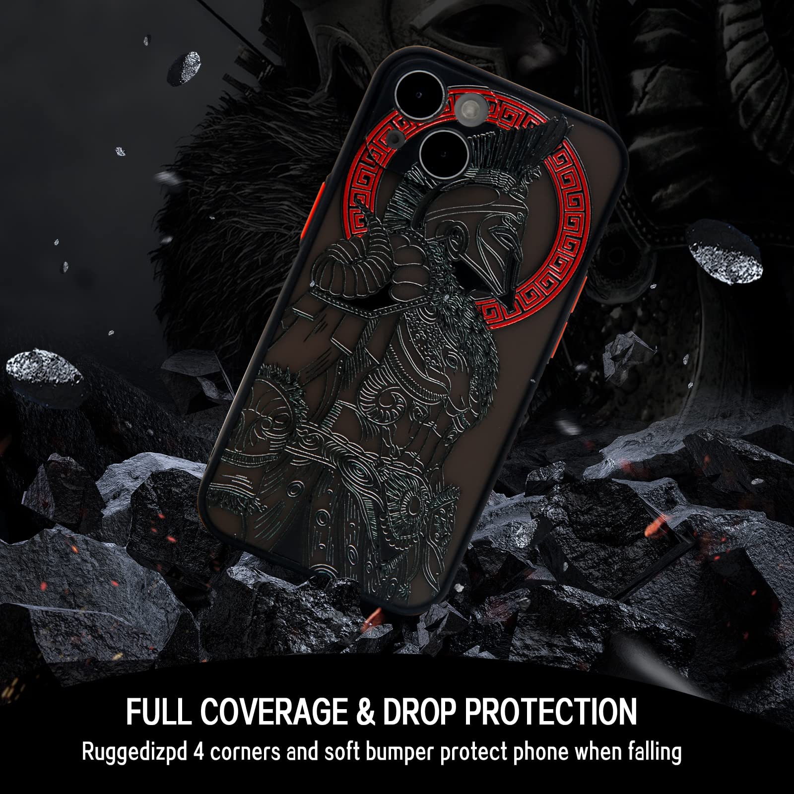 TRADAY Gladiator 3D Embossed Clear Frosted TPU Phone Case for iPhone 14 Plus SJK888