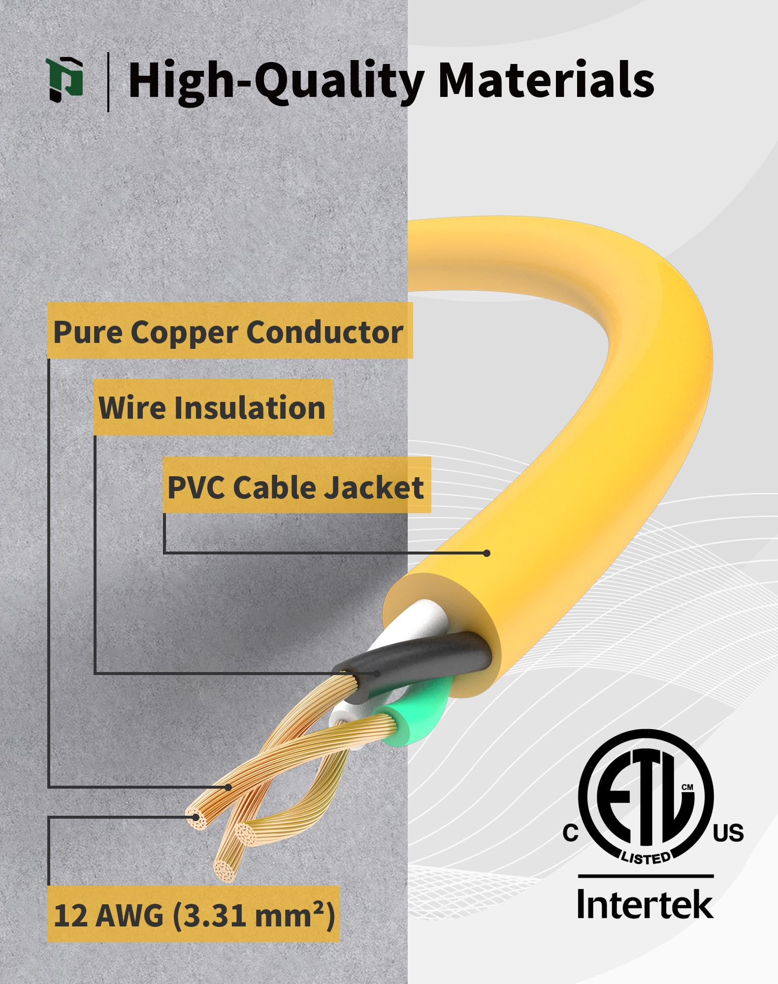 25Ft 12 Gauge Outdoor Extension Cord With 3 Outlets, 2 Pack, Heavy Duty 3 Prong Extension Cord Waterproof With Lighted End, 15A
