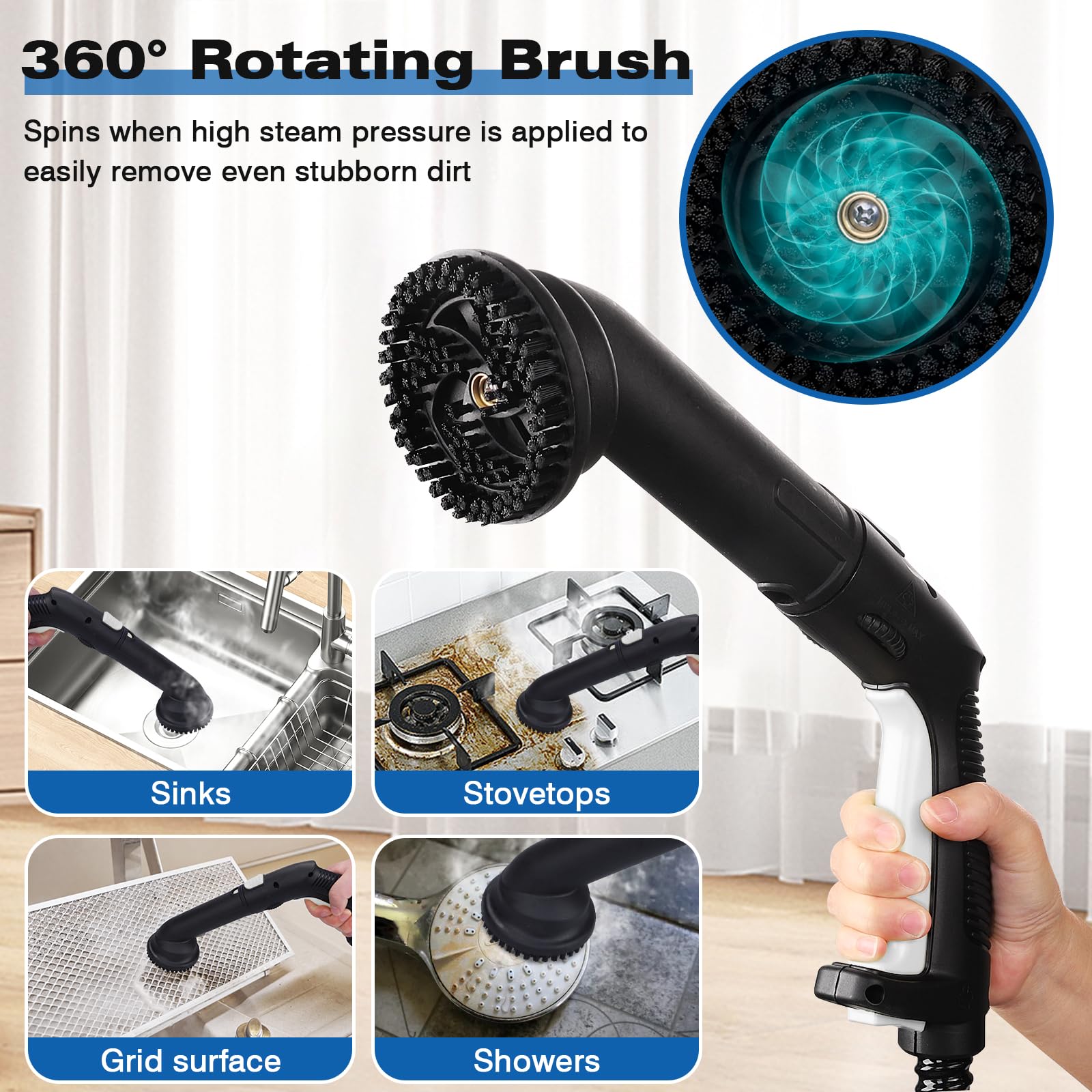 Tvd Steam Cleaner, Heavy Duty Canister Steamer With 26 Accessories, Steam Mop With 5M Extra Long Power Cord For Home Floor Clean