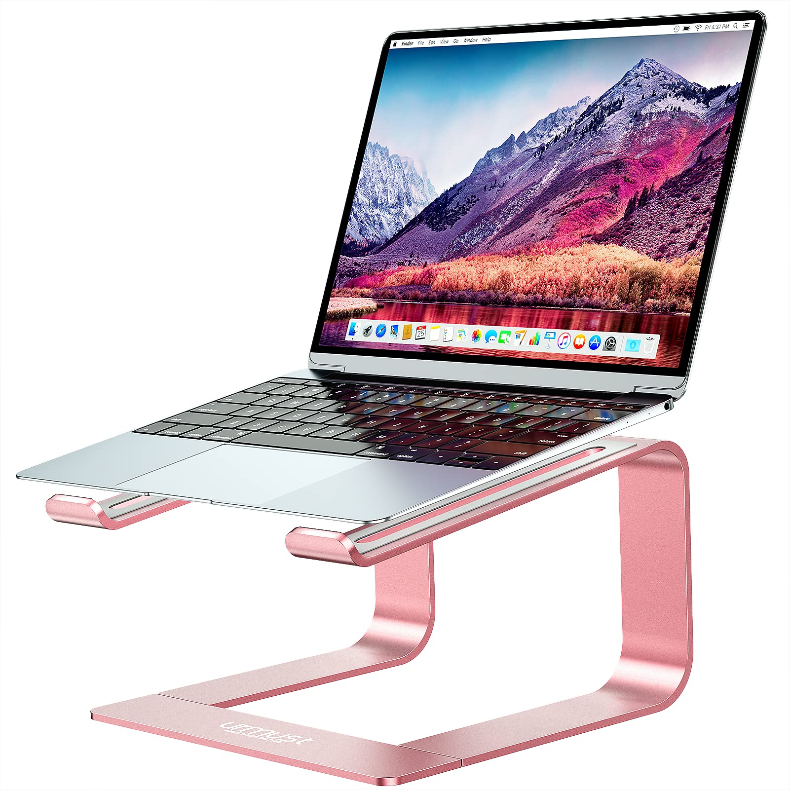 Urmust Laptop Stand For Desk Aluminum Computer Stand For Laptop Riser Holder Notebook Stand Compatible With Macbook Air Pro, Dell, Hp, Lenovo Samsung, Alienware All Laptops 11 15.6'(Rose Gold)