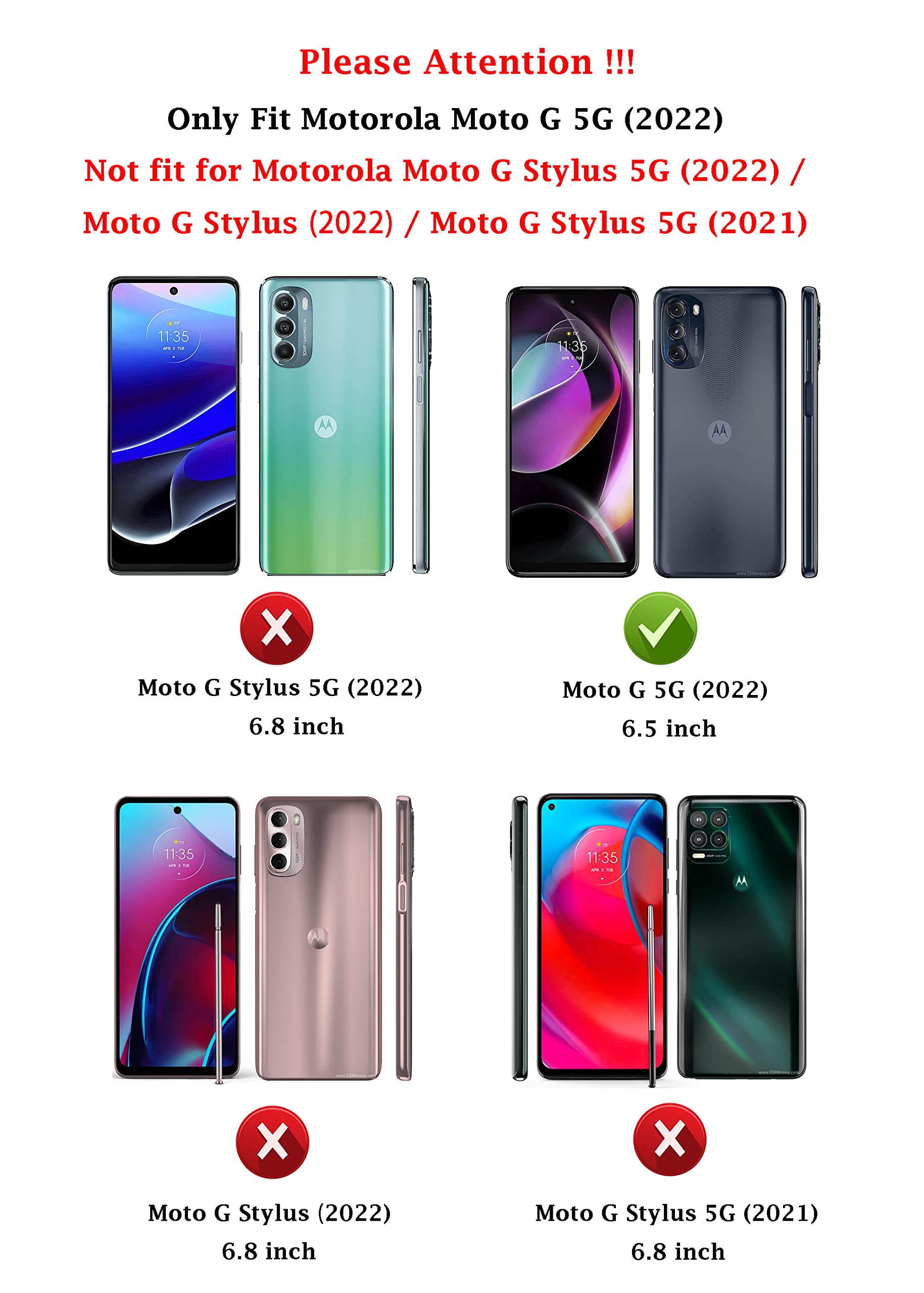 PUSHIMEI Motorola Moto G 5G (2022) Phone Case Military Grade Drop Tested Magnetic Ring Kickstand Navy