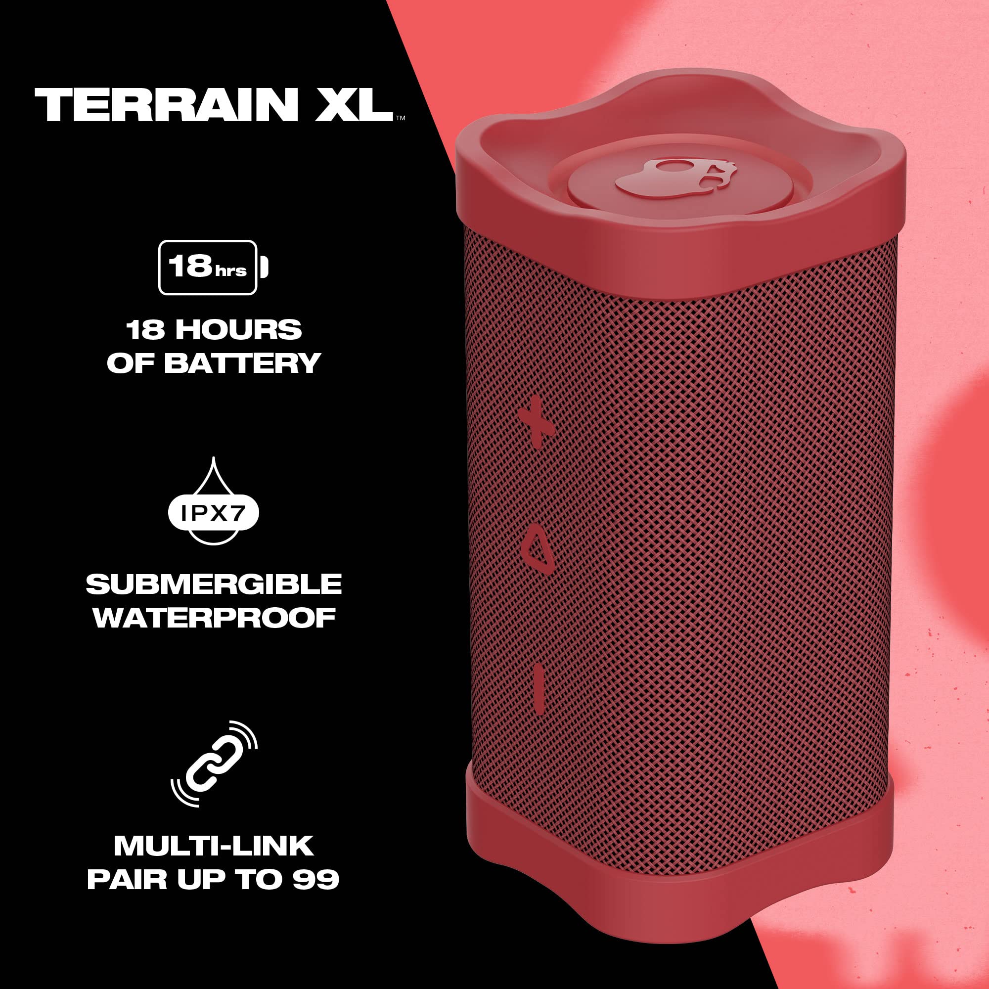 Skullcandy Terrain Xl Wireless Bluetooth Speaker - Ipx7 Waterproof Portable Speaker, 18 Hour Battery, Nylon Wrist Wrap, True Wir