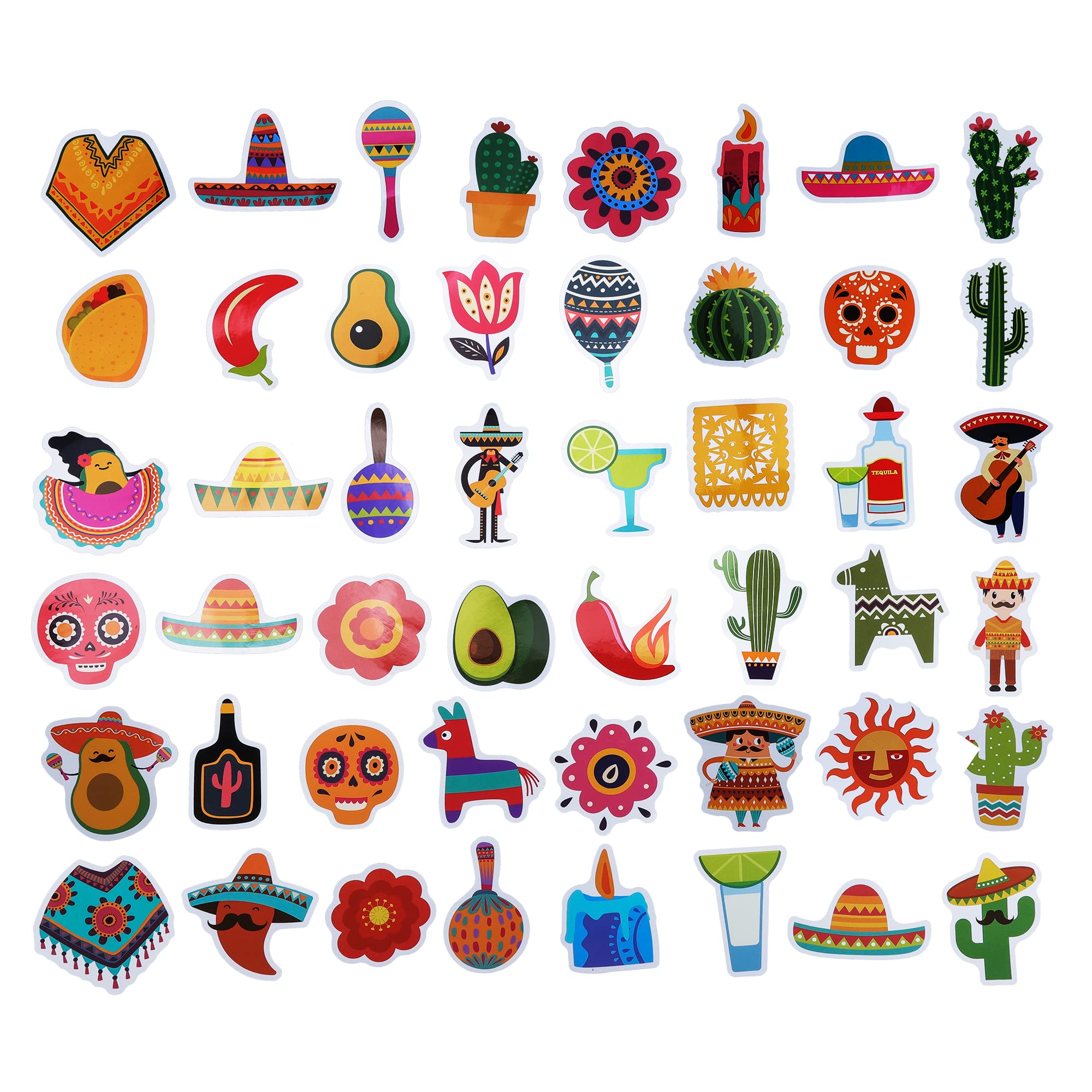 100 Pack Mexican Fiesta Stickers, Mexican Taco Cinco De Mayo Party Favors, Party Decorations