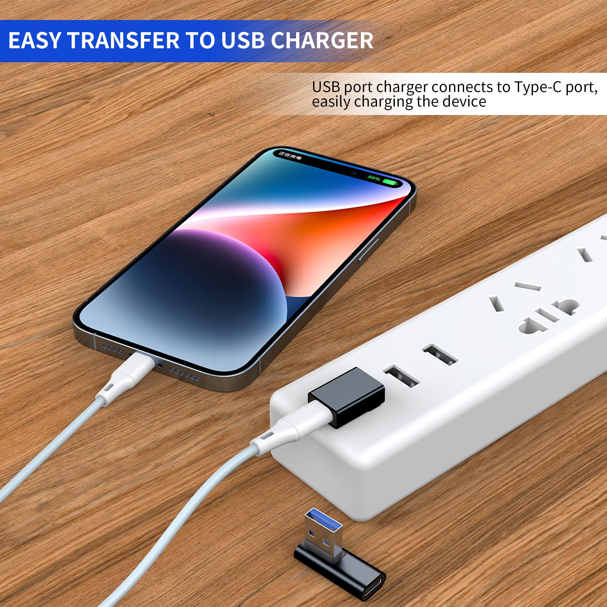 Critin Right Angle USB 3.0 Male to USB-C Female Adapter, 90 Degree Connector, Black, Model b9bd965e
