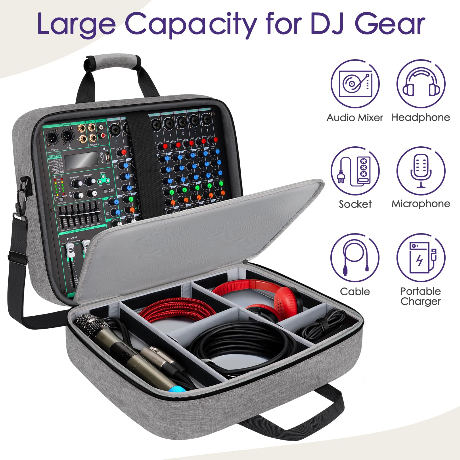 Snigjat Audio Mixer Case (Size:15.5''X 13'' X 6''), Protective Dj Mixer Bag With 10Mm Padding, Large Capacity Recording Equipmen