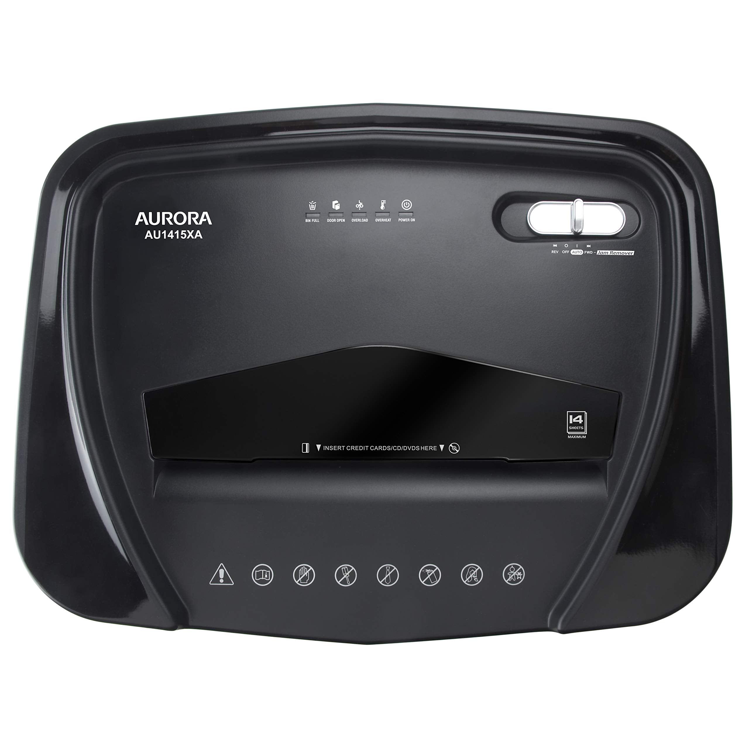 Aurora Au1415Xa 14 Sheet Crosscut Paper/Cd And Credit Card Shredder/ 5 Gallon Pullout Basket/ 10 Minutes Continuous Run Time