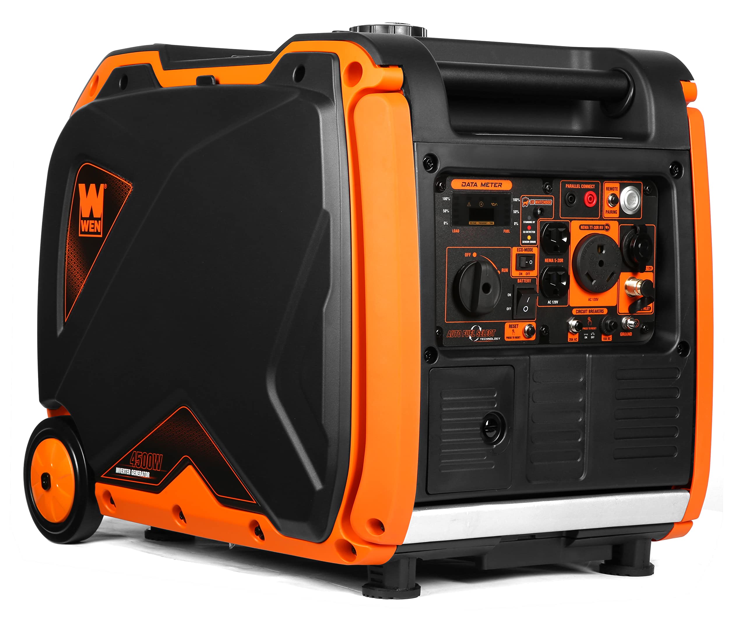 Wen Df452Ix Super Quiet 4500 Watt Remote Electric Start Dual Fuel Rv Ready Portable Inverter Generator With Fuel Shut Off And Co
