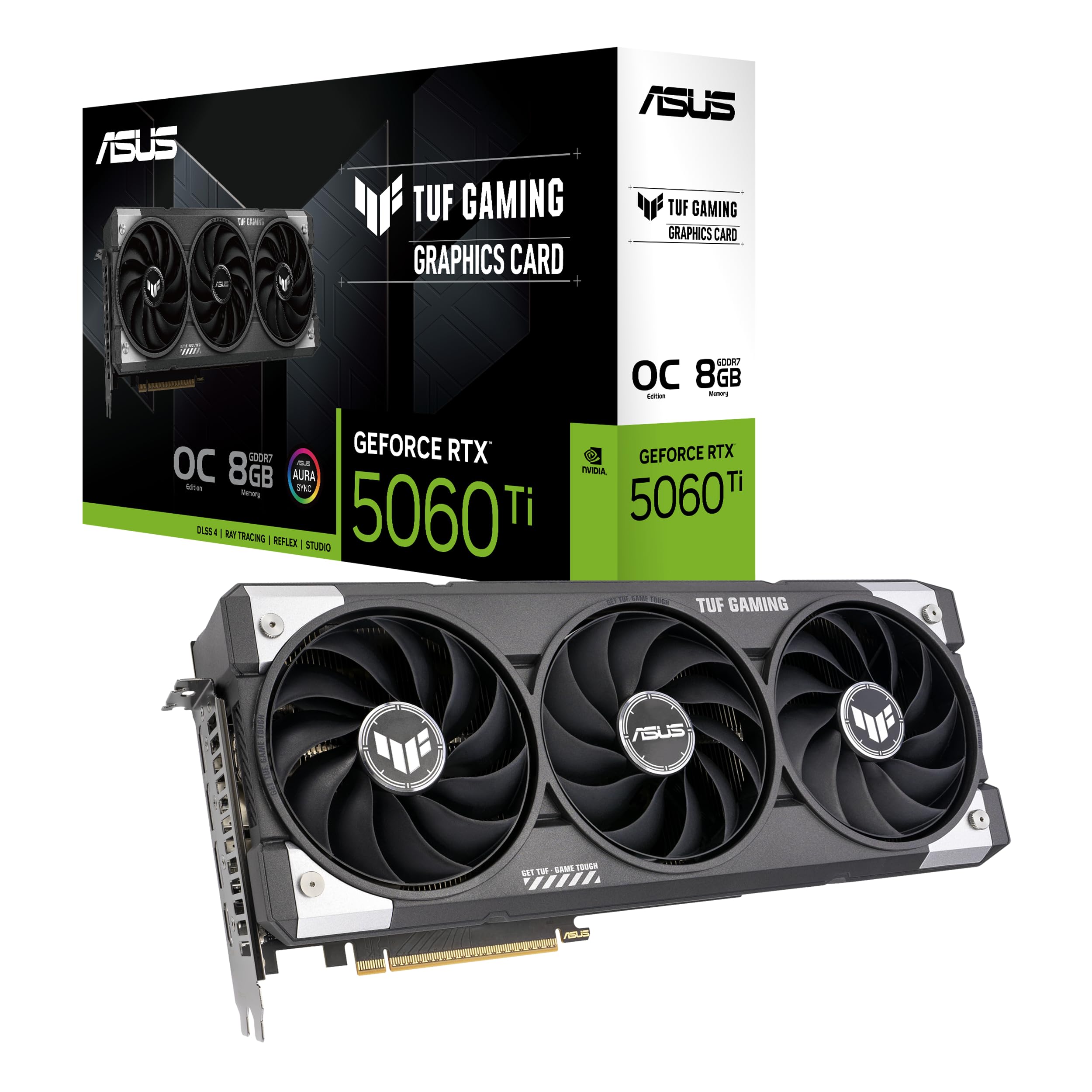 ASUS TUF GeForce RTX 5060 Ti 8GB GDDR7 OC Edition Graphics Card, NVIDIA, Desktop (PCIe 5.0, HDMI/DP 2.1, 3.1Slot, MilitaryGrad