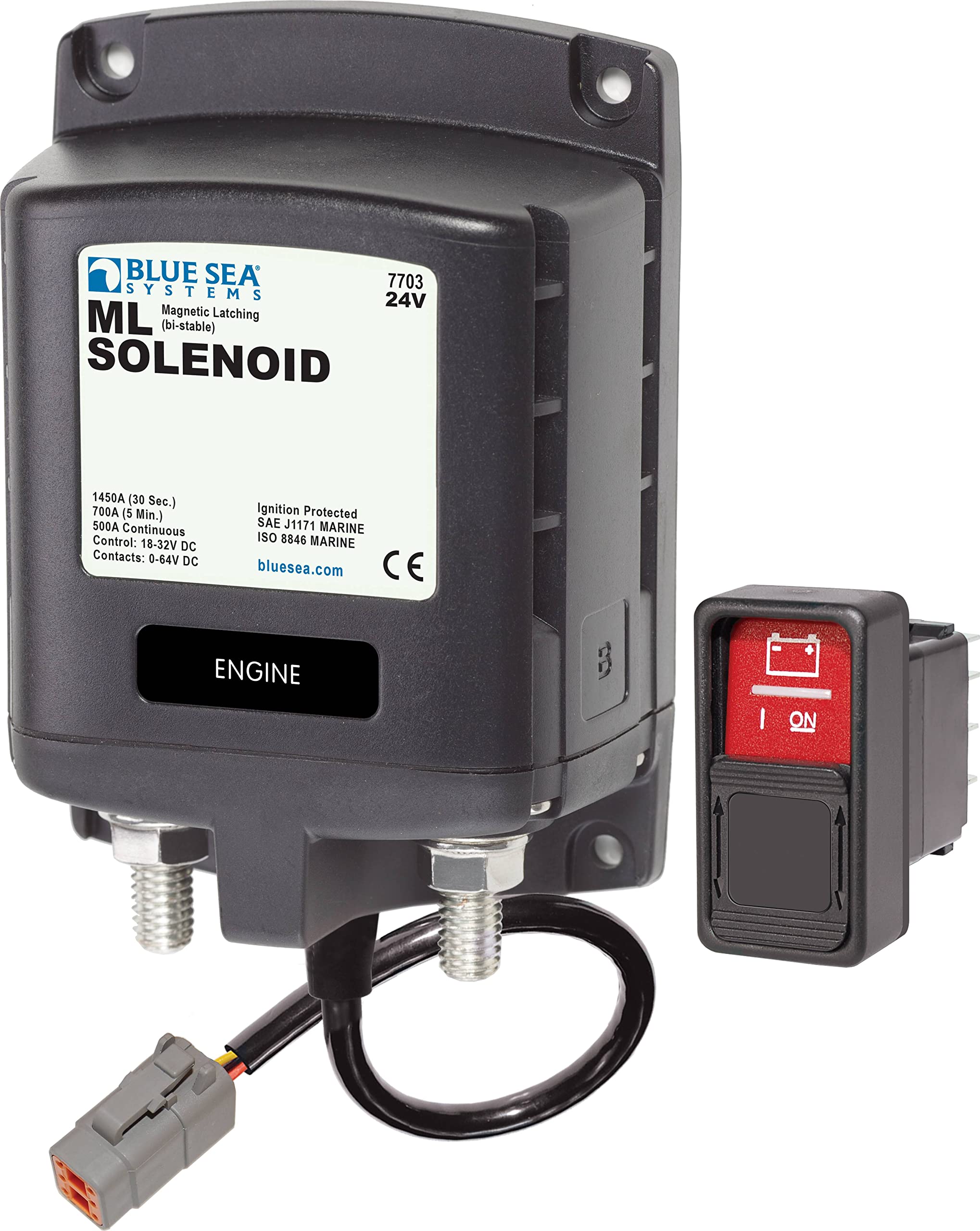 Blue Sea 7703100 Ml Solenoid 24V 500A W/Deutsch Connector,WBAUVB0BDSGL74V