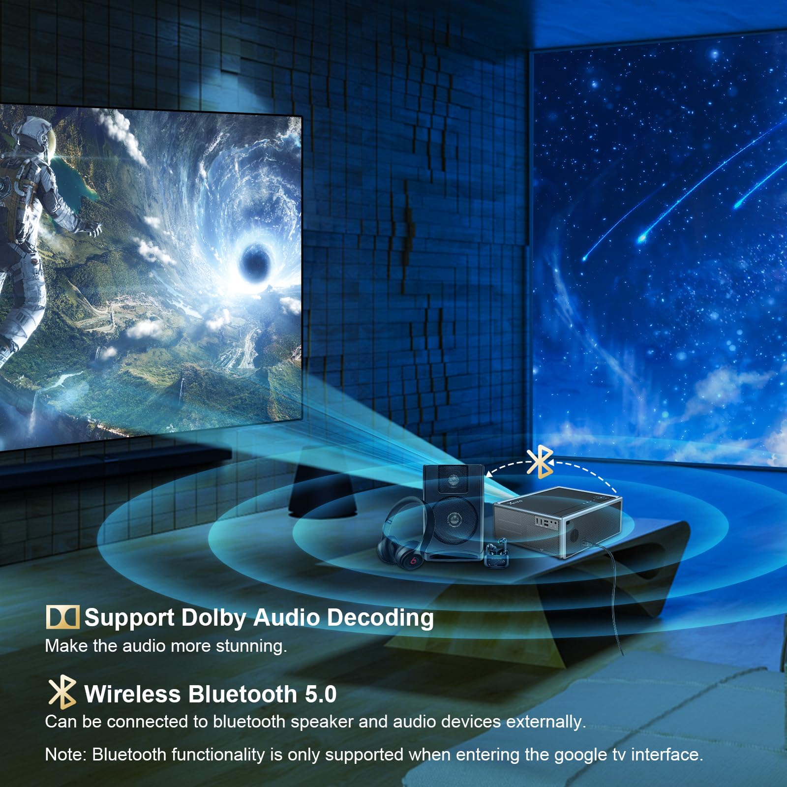 ?Netflix Officially Licensed & 8K/4K Video Decode Support & Auto Focus? Projector With 5G Wifi Bluetooth, 1000Ansi Native 1080P