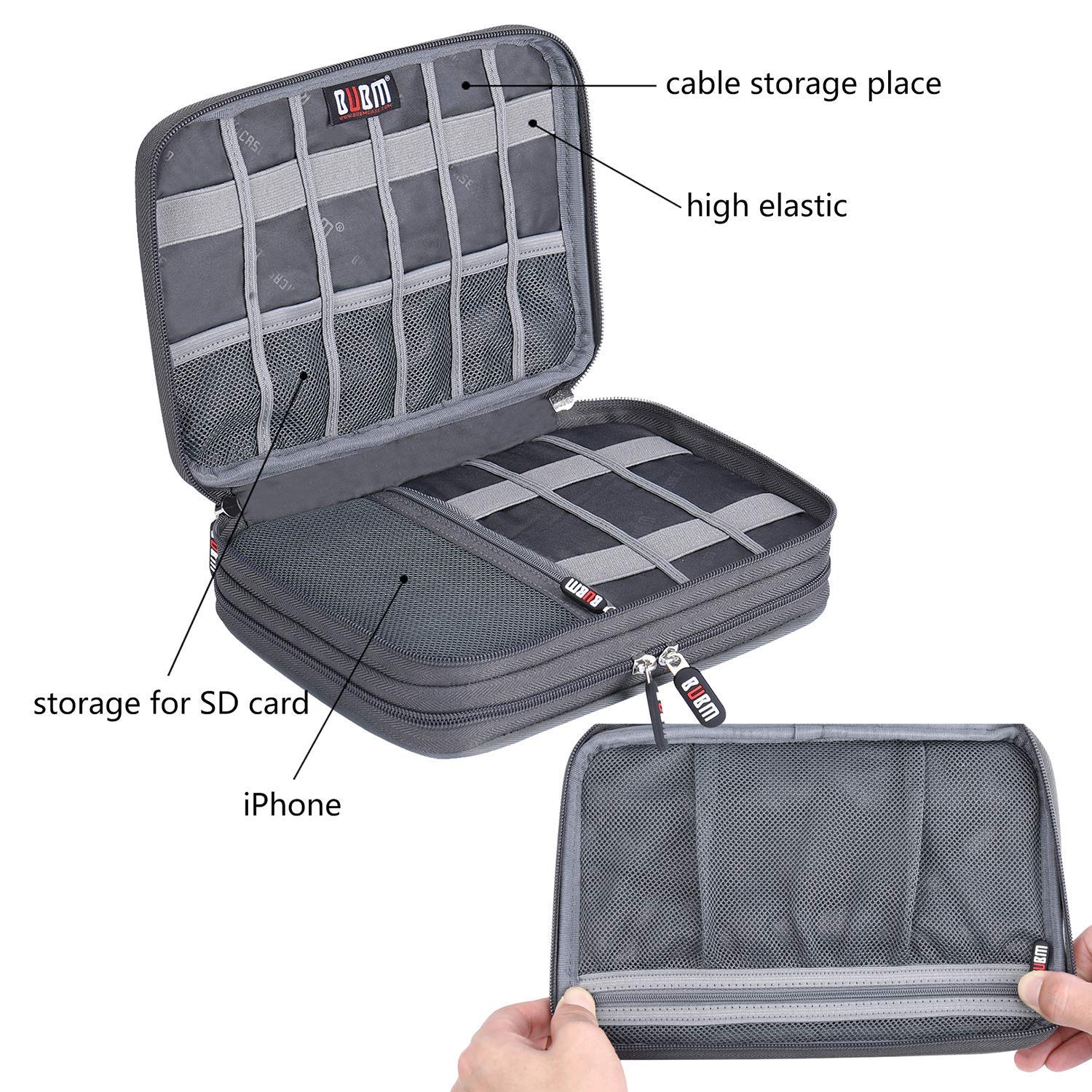 Electronic Cable Organizer Bag   Portable Travel Double Layers Electronic Digital Accessories Storage Pouch Bags For Sd Card Cas