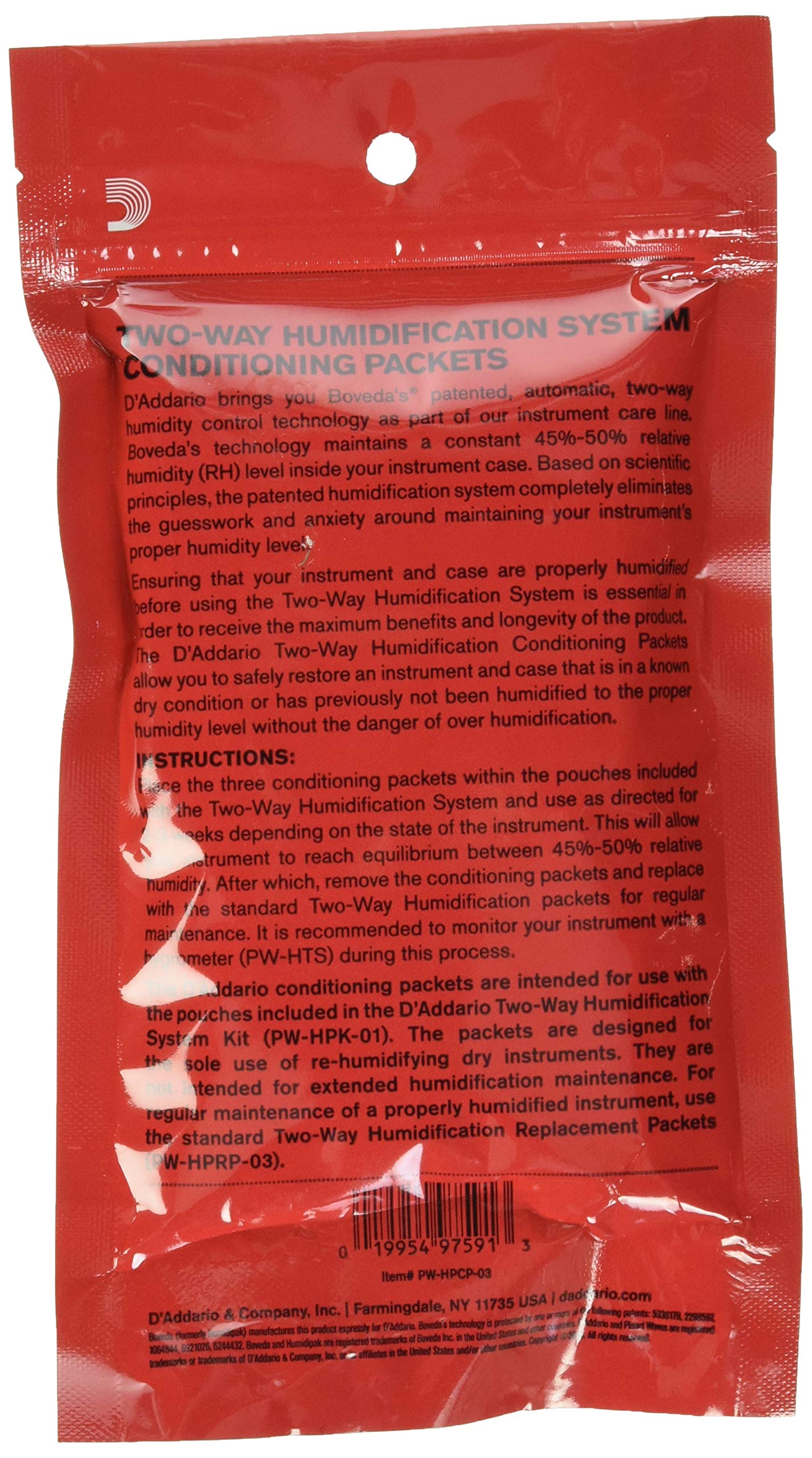 D'Addario Accessories D'Addario Guitar Humidifier Packs   Two Way Humidification System Conditioning Packets   For Restoring To Proper Guitar Humidification Level   3 Restore Conditioning Packets