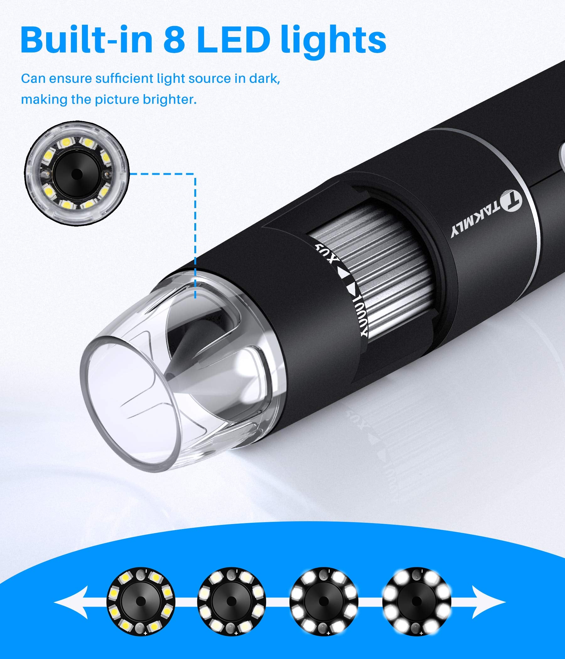 Wireless Digital Microscope Handheld Usb Hd Inspection Camera 50X 1000X Magnification With Stand Compatible With Iphone, Ipad, S