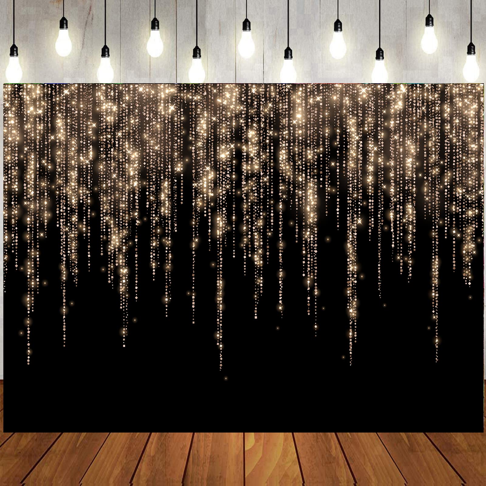 Ltlyh 7X5Ft Black And Gold Backdrop Golden Spots Backdrop Vintage Astract Background For Family Birthday Party Newborn Studio Pr