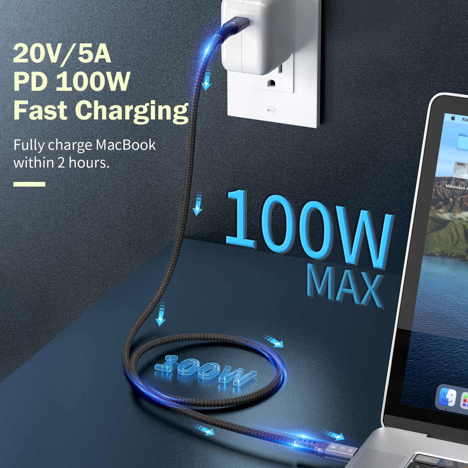 Angusplay Usb4 Cable For Thunderbolt 4 Cable 10Ft, 40Gbps Data Transfer, Usb C Monitor Cable 8K Dispaly, 100W Charging Compatibl