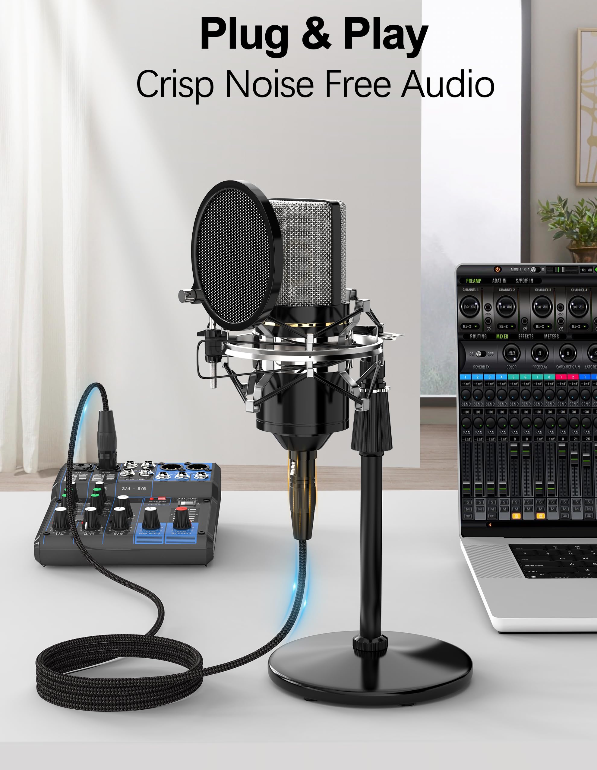 Xlr Cable 3.3Ft - Short Balanced Microphone Cable With Hi-Ofc Copper Core, Dual Shielding (Foil + Copper Braid), Mil-Spec Jacket