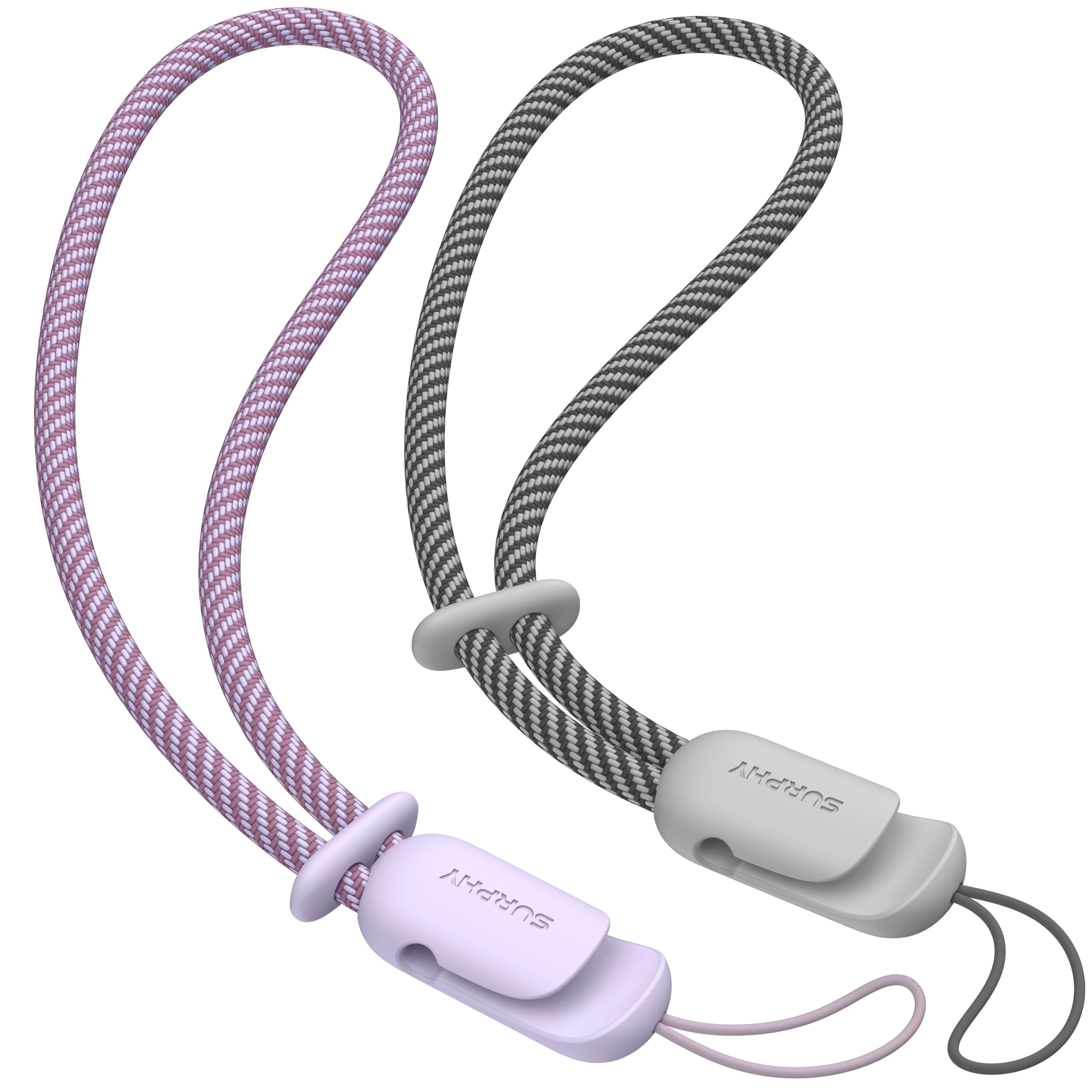 Surphy 2 Pack Lanyard, Phone Strap, Adjustable Phone Lanyard With Two Color Braided, Wrist Strap For Airpods, Camera (Lilac & Gr
