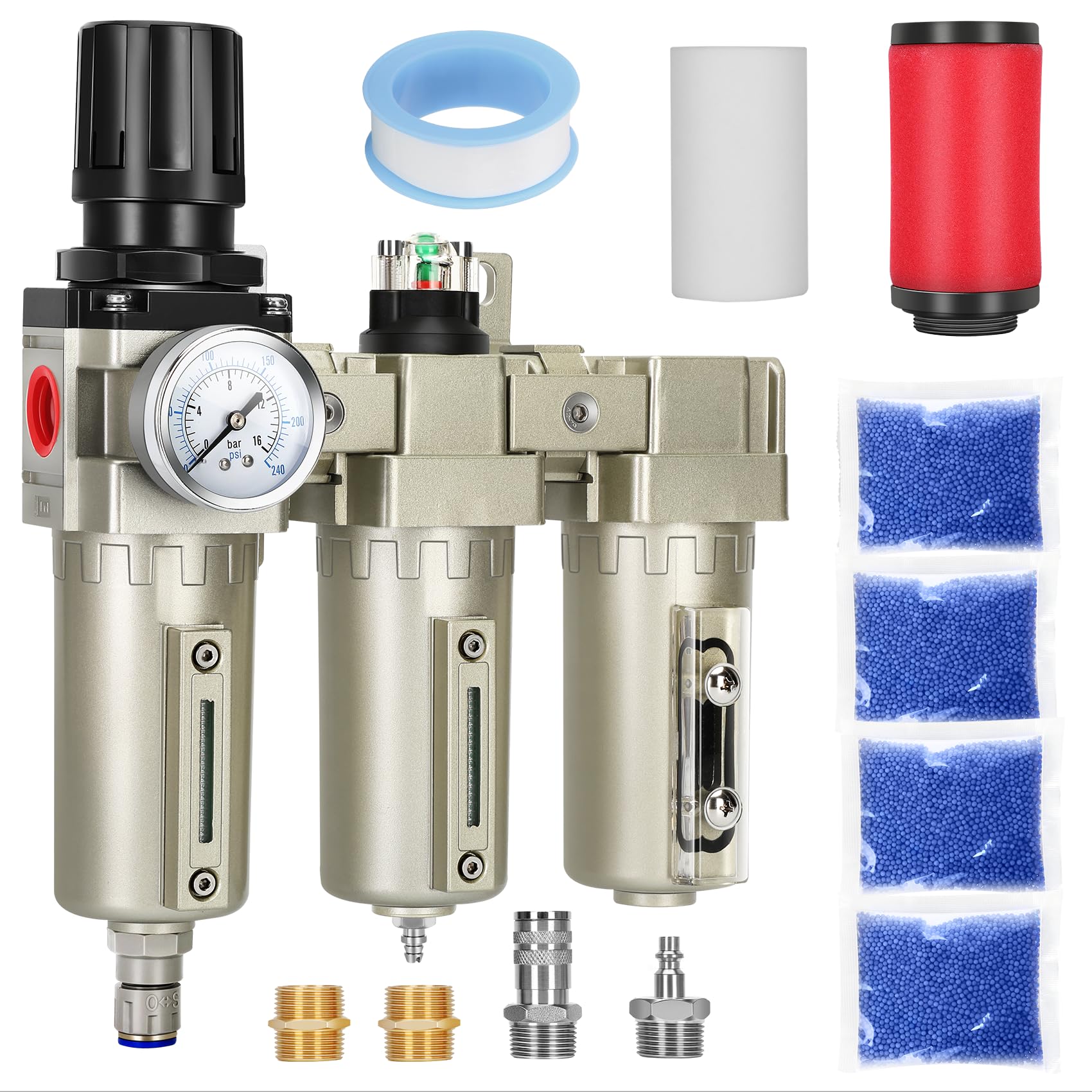 1/2'' Npt Industrial Air Dryer For Compressor,3 Stage Air Compressor Water Separator System,Filter Oil Water Separator Dryer For