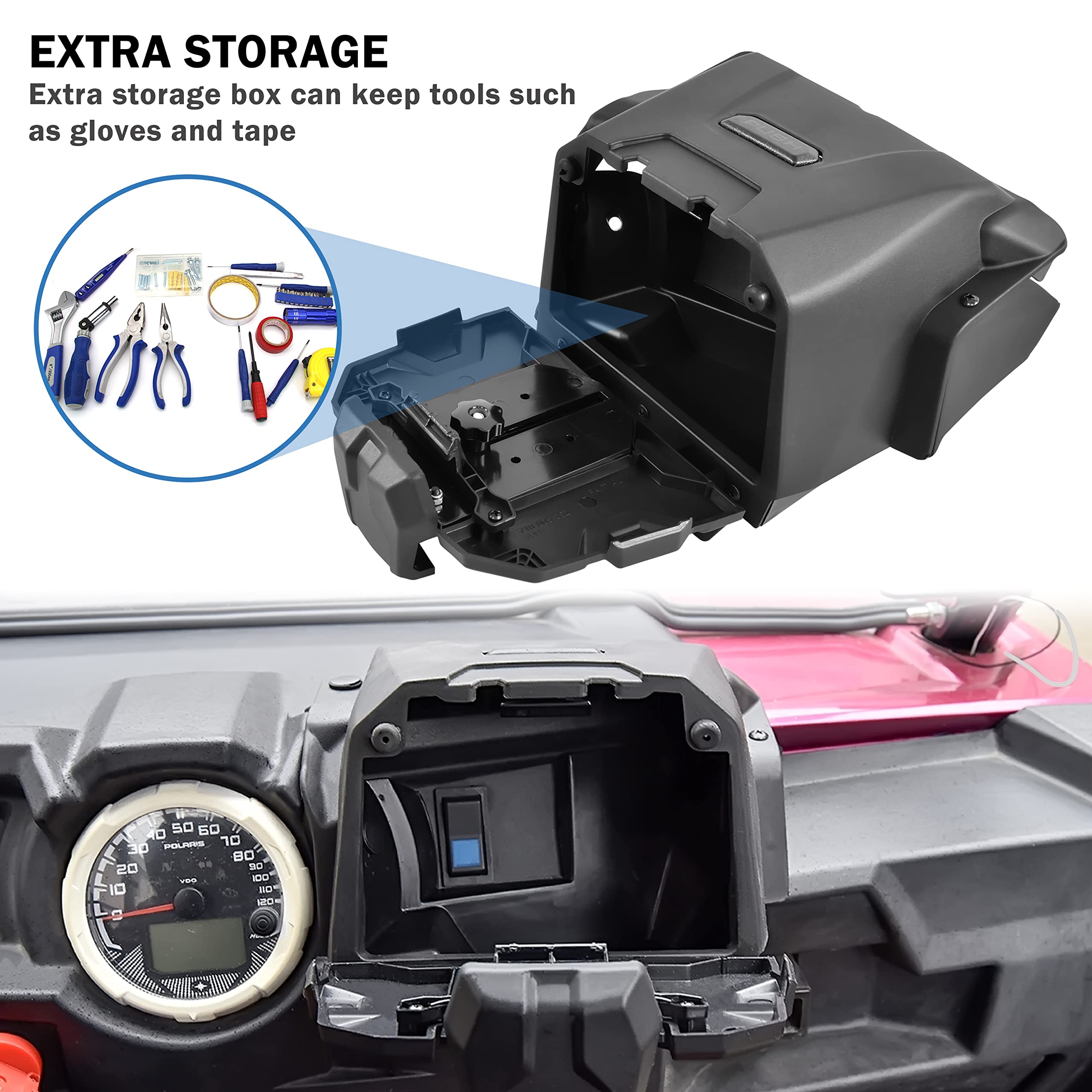 Sautvs Tablet Holder Phone Mount With Storage Box For Polaris Rzr Xp 1000/ Xp 4 1000 2014-2018 Accessories, Electronic Device Gp