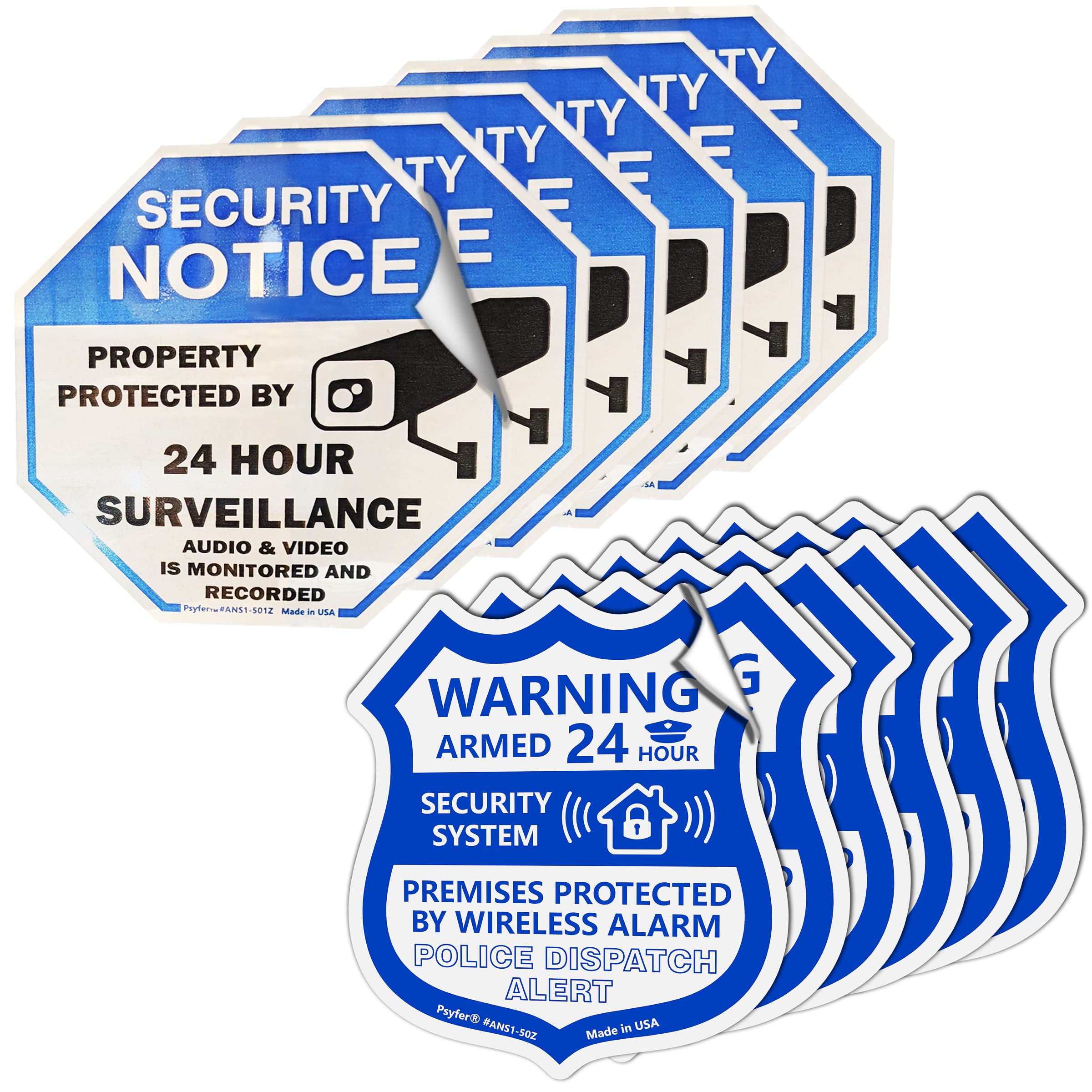 Psyfer (Fade Free) 12 Pack   Security Camera & Alarm Outdoor Uv Waterproof Stickers [Made In Usa]